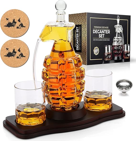 Whiskey Decanter Set Grenade Shaped Liquor Decanter Set