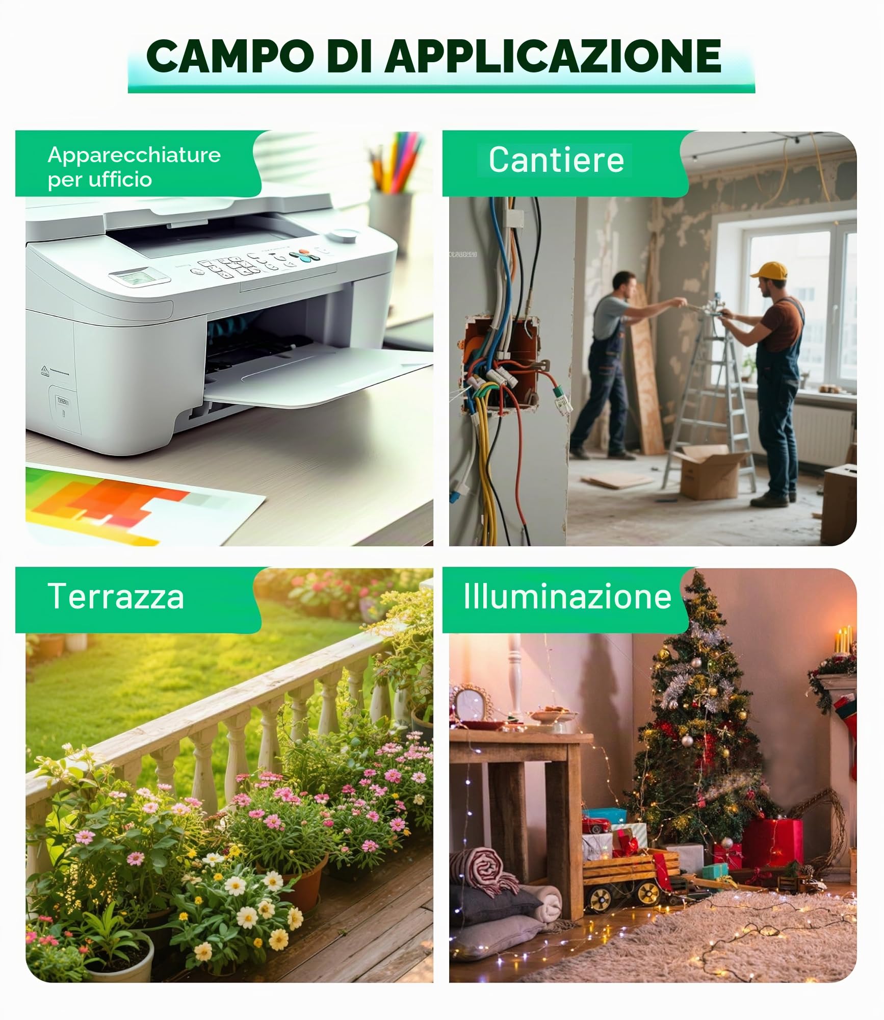 XINWANG Prolunga IP44 H05VV-F 10m, Bianca, 2 Prese Schuko | Cavo H05VV-F 3G1,5mm² con 2 prese Schuko protette per uso esterno temporaneo in giardino, terrazza e fai da te