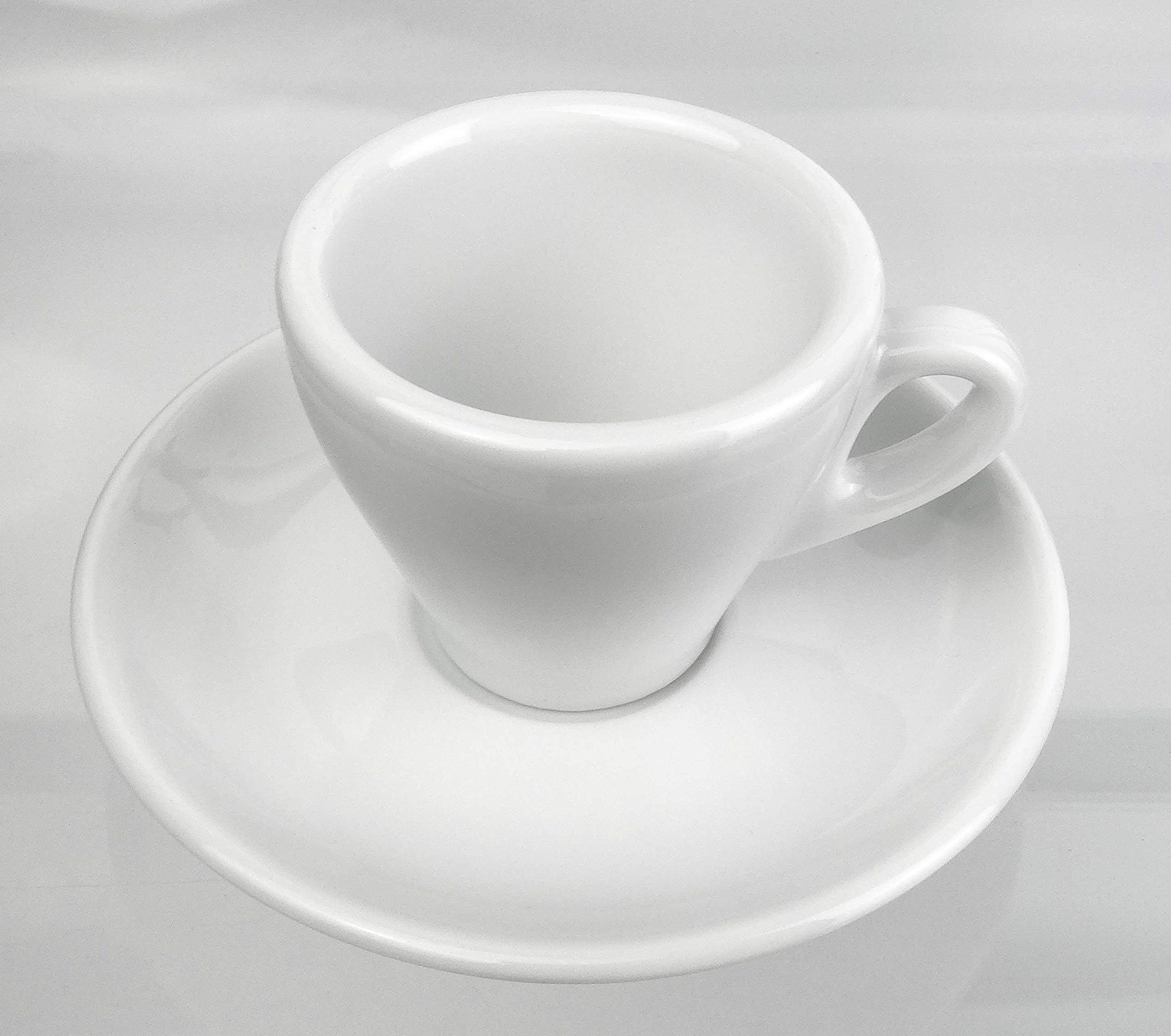 Italienische Espressotasse | »Torino« | Füllmenge (bis zur Oberkante): 70 ml | weiß | handgemacht | 6 Tassen & 6 Untertassen | Made in Italy