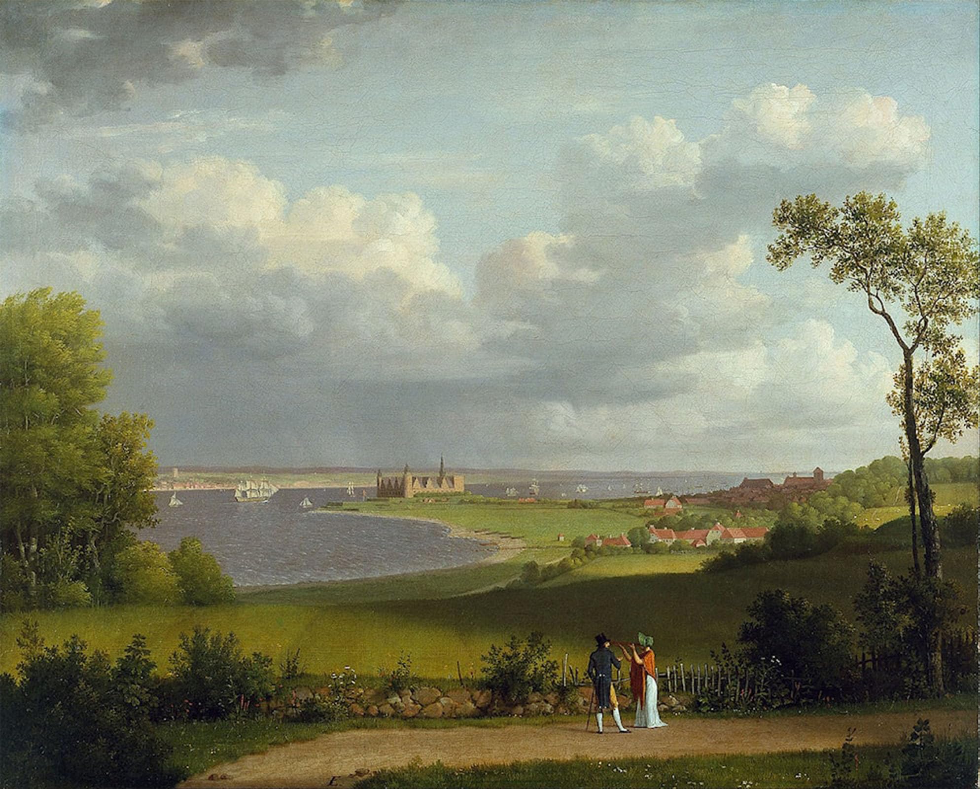 ARTXLXXBN Famous Prints Artwork Pictures Poster Painting Art View North of Kronborg Castle by Christoffer Wilhelm Eckersberg Artwork Landscape Pictures for Home Decor 60x90cm