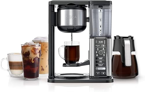 Ninja CM401 Specialty 10-Cup Coffee Maker with 4 Brew Styles for Ground Coffee Built-in Water Reservoir Fold-Away Frother Glass Carafe Black