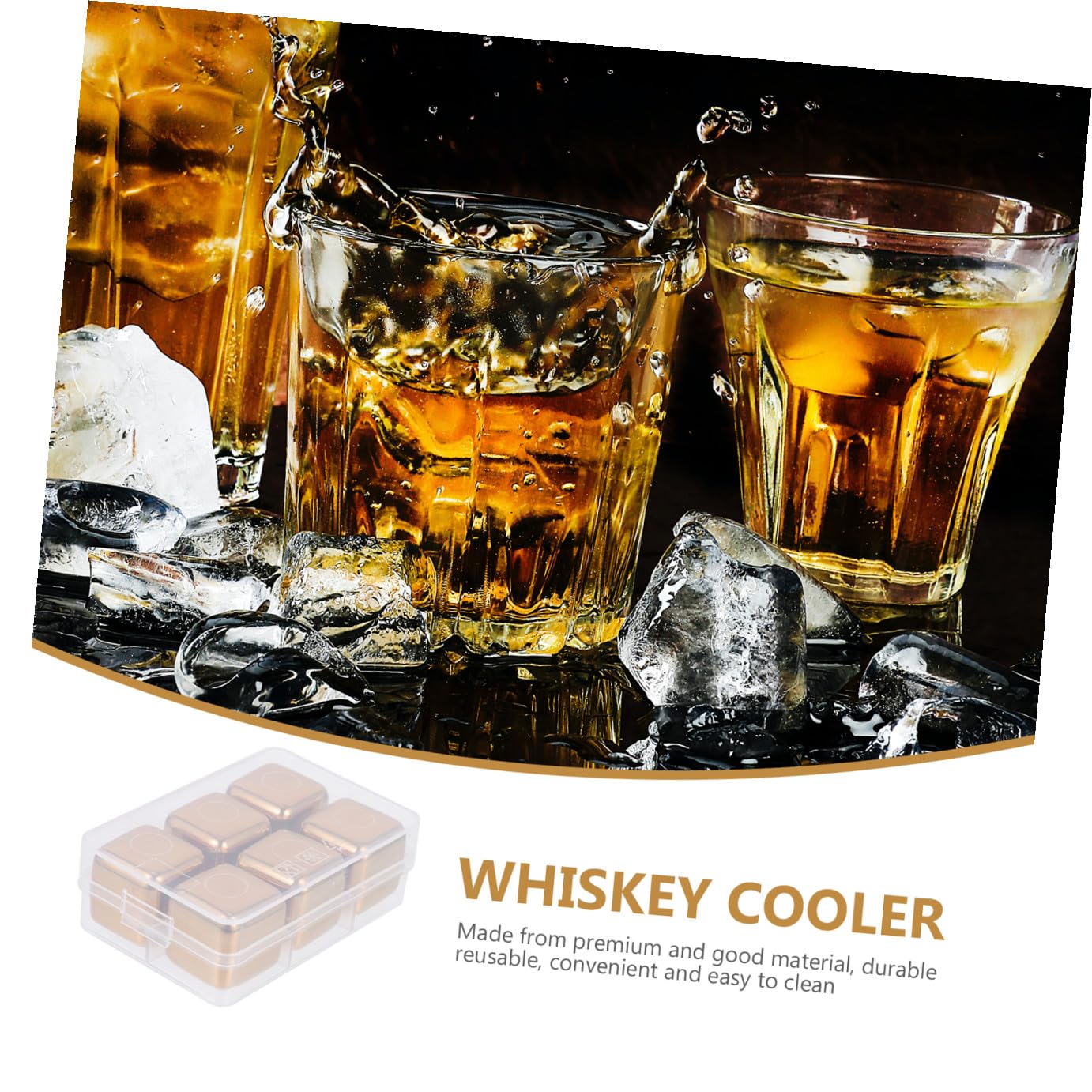 LIFKOME Cubitos de Hielo Reutilizables sin Aguar Congelación Rápida y Diseño Duradero de Acero Inoxidable Dorado para Enfriar Bebidas para Uso Hogar