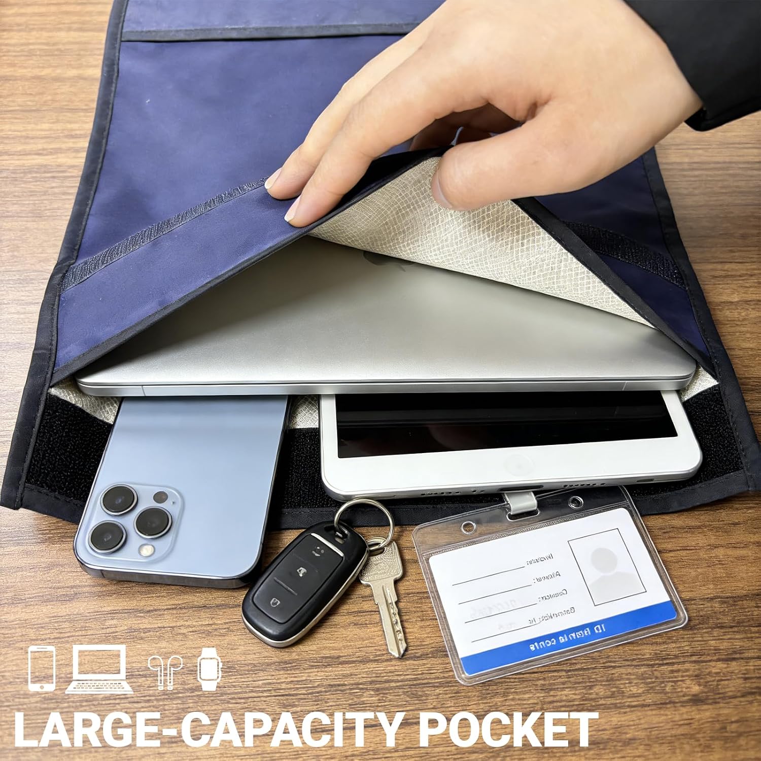 Faraday Bag for Tablets & Laptops, Faraday Cage Signal Blocker Cell Phone Pouch Signal Jammer, All Signal Blocking Faraday Pouch Key Fob