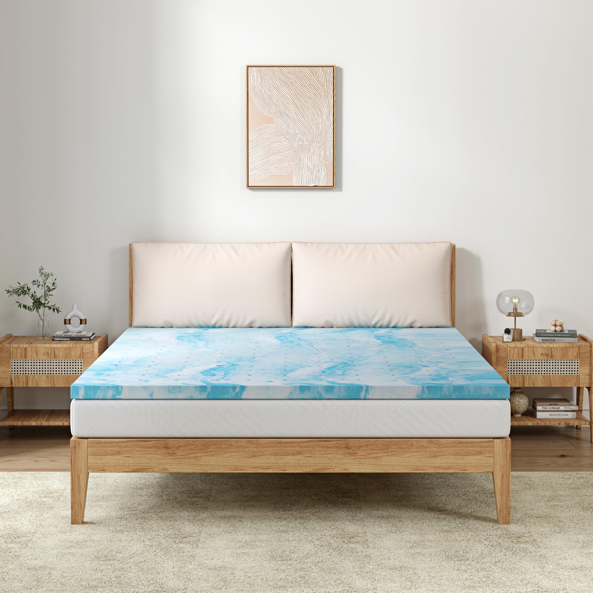 EGOHOME 2 Inch Twin Size Memory Foam Mattress Topper Gel Infused Memory Foam Bed Topper Cooling Mattress Pad