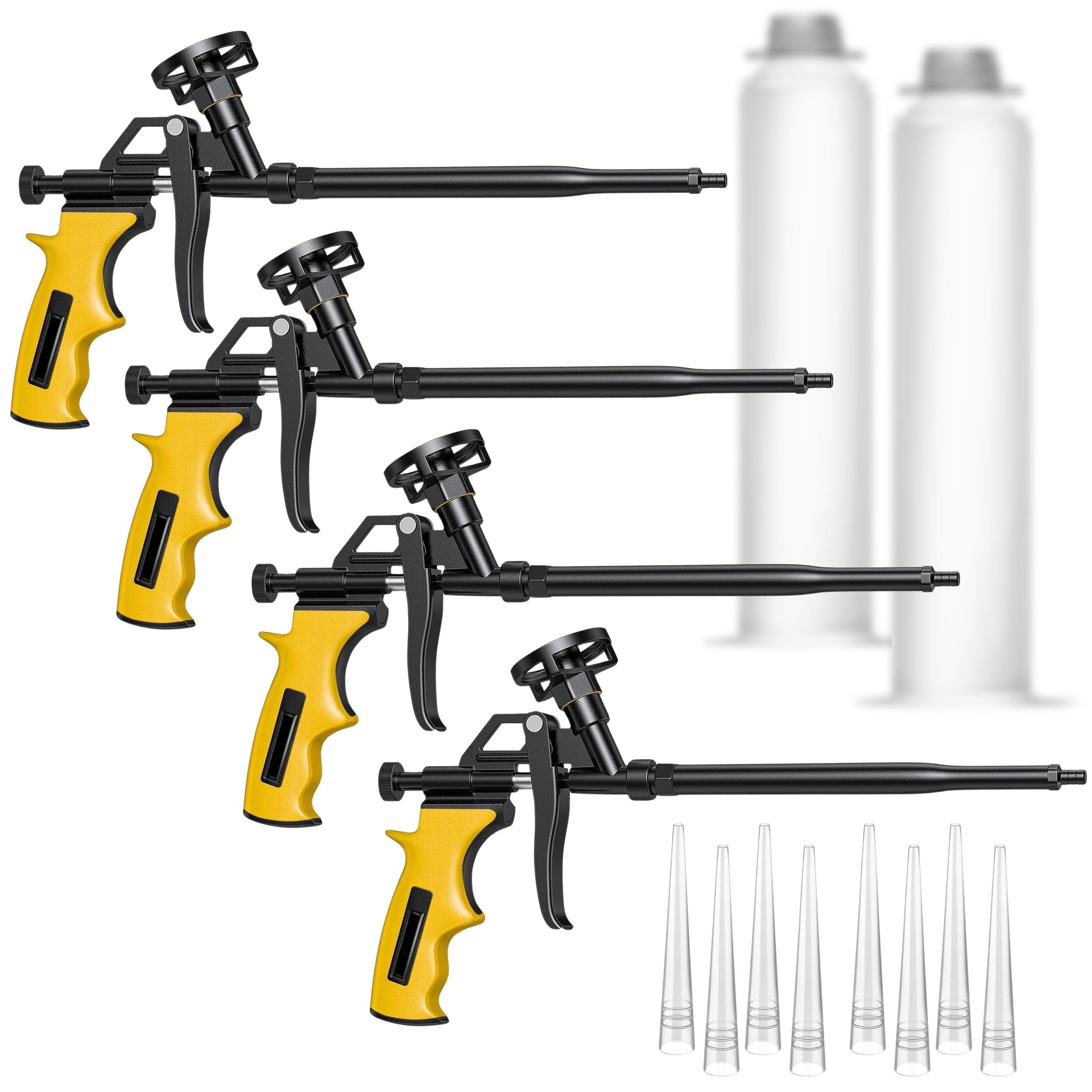 4PCS Foam Gun Yellow - Durable Spray Applicator for Expanding Insulation and Adhesive Precise Dispensing Tool for Sealing Construction and Home Improvement Lightweight