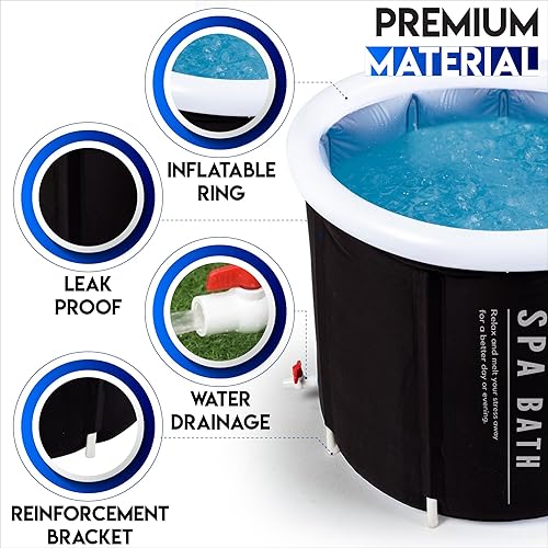 Miniatura 3 de Bañera de hielo portátil ideal para baño frío en casa o bañera al aire libre  Tamaño más grande 29.5d para adultos, atletas  Bañera de spa, bañera