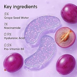 MAREE Violet Eye Gels - Marine Collagen Under Eye Patches for Puffy Eyes - Undereye Mask Patches for Women - Moisturizing Gel Eye Masks with Grape Water - Gel Pads