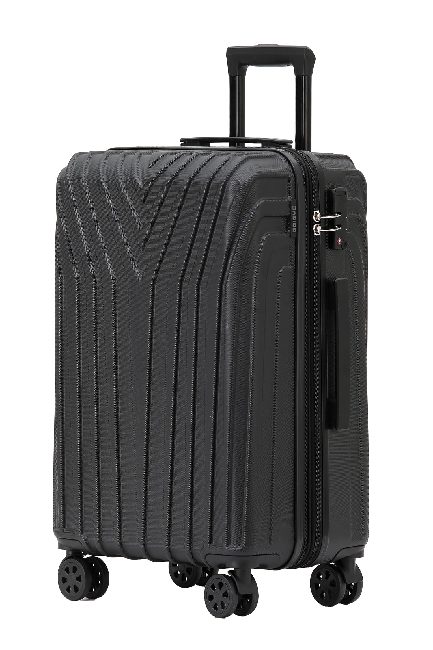 BEIBYE Kofferset Rollkoffer Koffer Hartschale,TSA Schloß, Zwillingsrollen, Erweiterung (Schwarz, 76 cm)