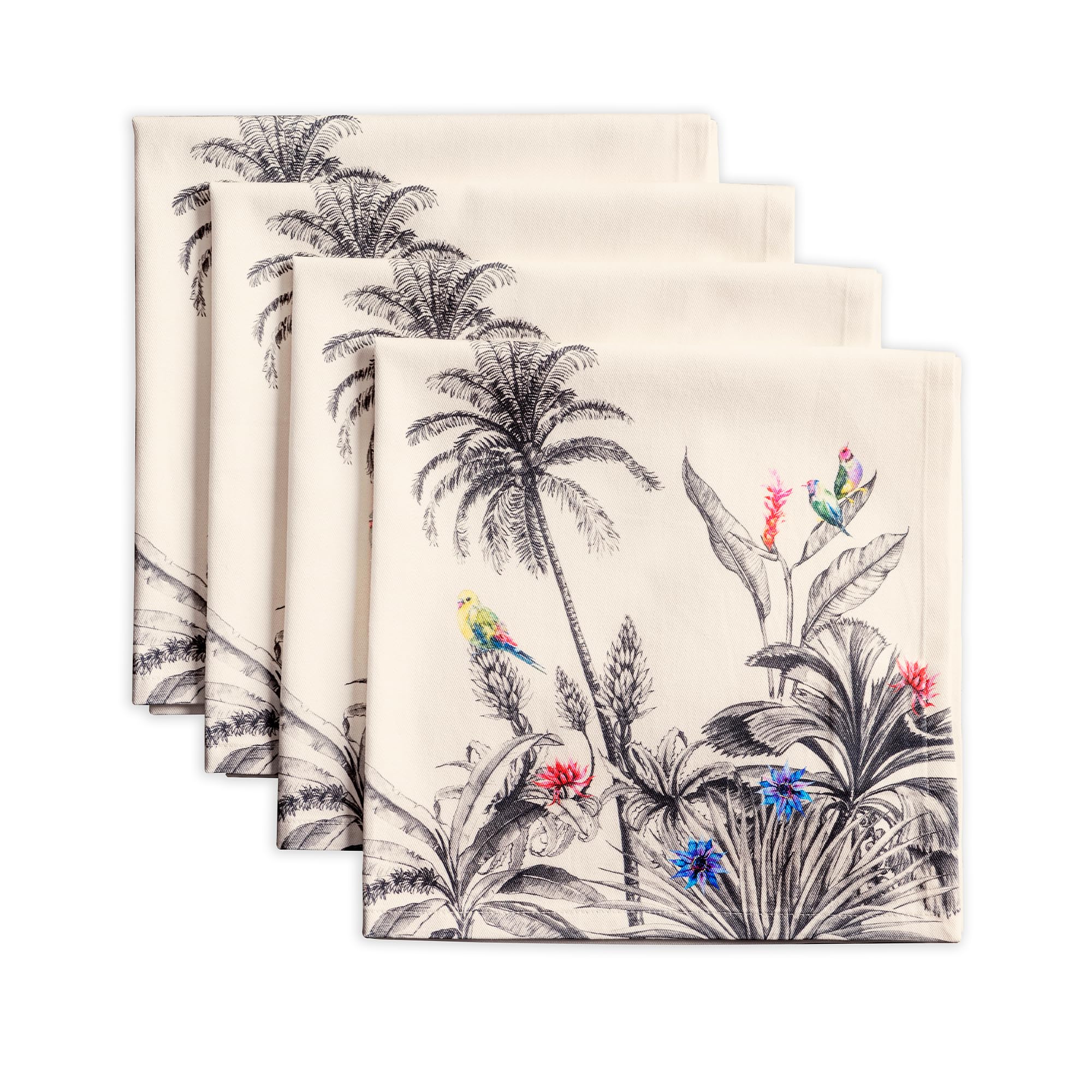 Maison d' Hermine Cloth Napkins Set of 4 100% Cotton Everyday Reusable Square Napkins Cloth Washable, Dinner, Party, Wedding, Restaurant (Amazonia, 20" x 20")