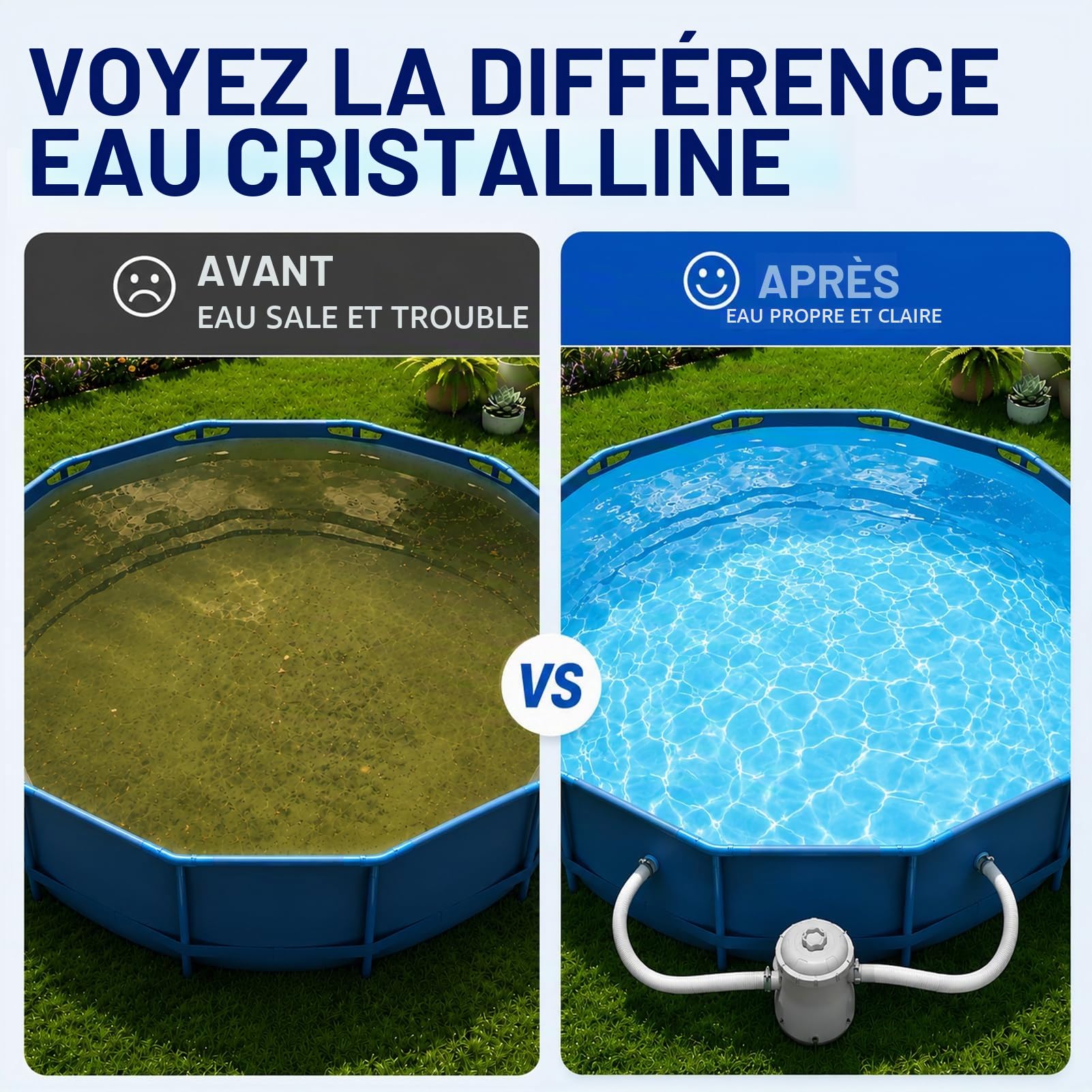 Pompe Filtre Piscine Hors Sol 330 GPH avec Filtre à Cartouche Électrique | Système de Filtration Piscine avec Tuyaux, Filtre de Rechange et Circulation Silencieuse pour Piscine Hors Sol
