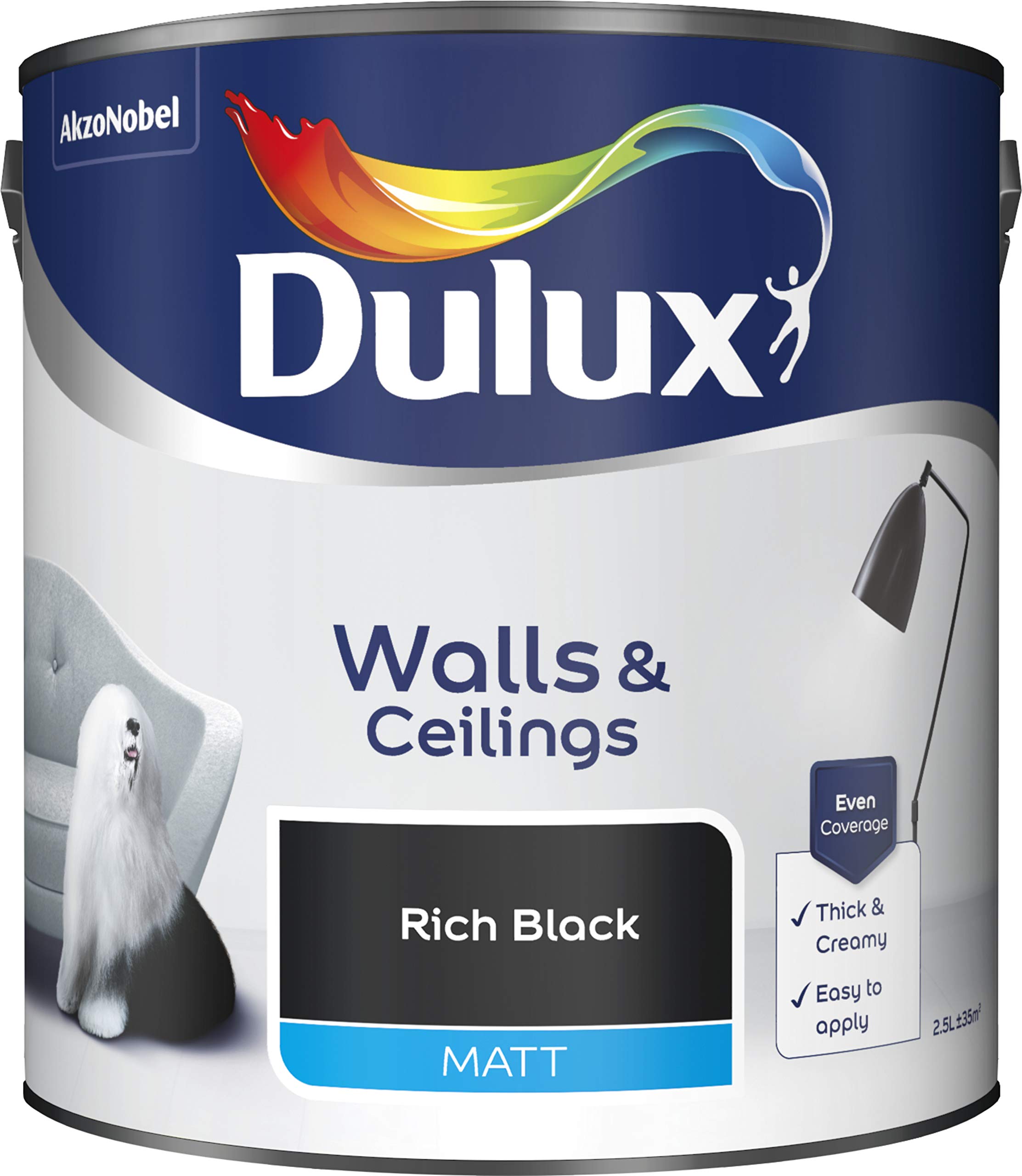 Dulux Paints 2.5 Litre Ready Mixed Matt Rich Black