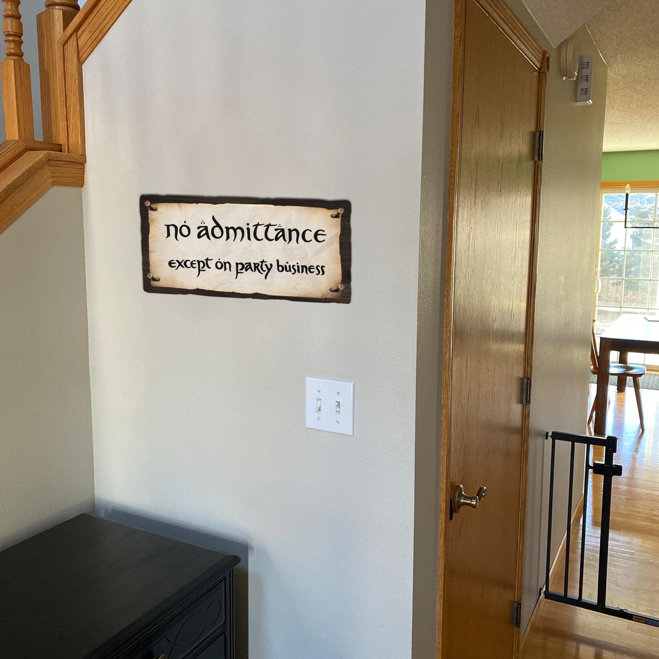 GIMIPATS Cartello in legno di no admittance except on party business Lord Rings 15,2 x 30,5 cm per interni ed esterni