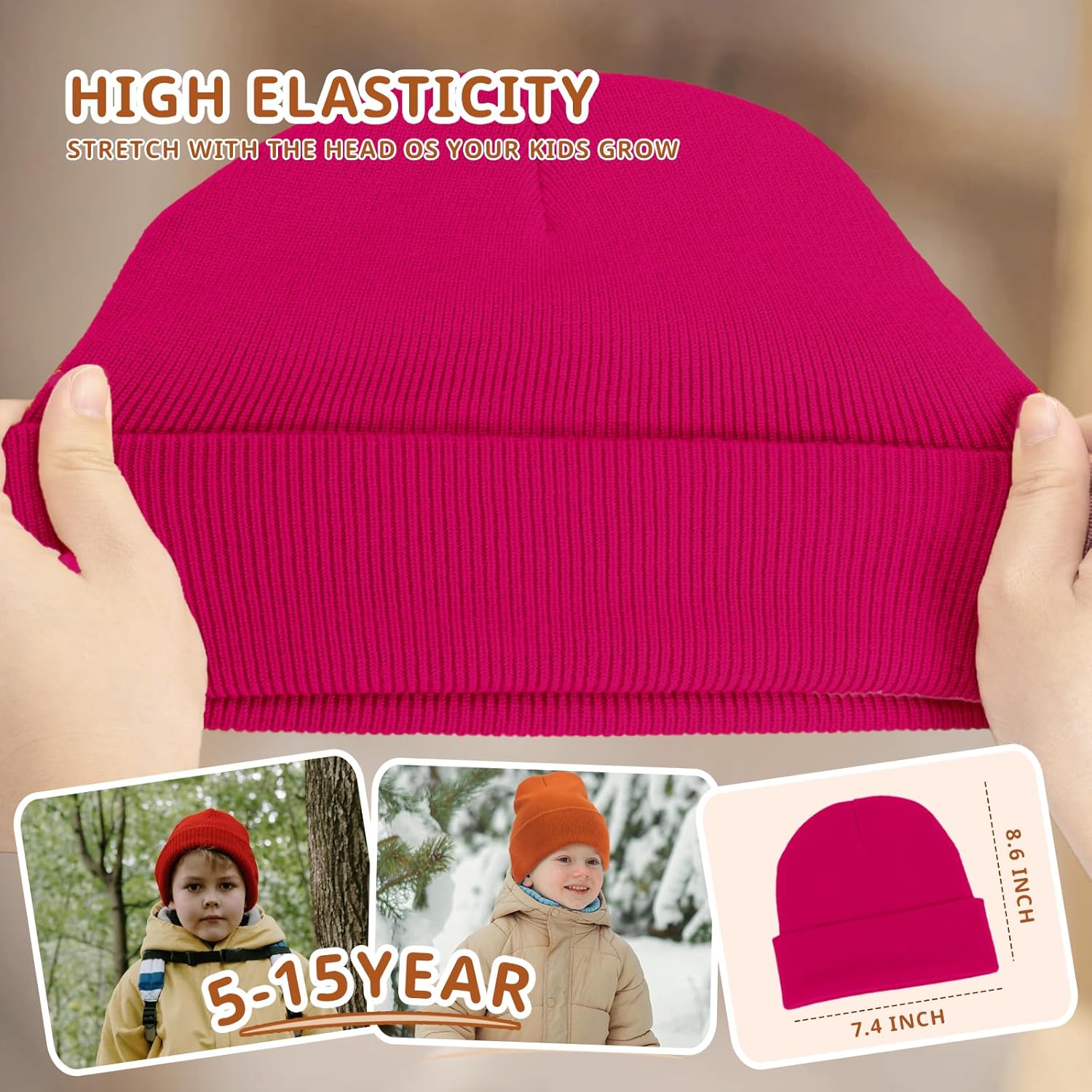 ZOORON Kids Beanie Boys Girls Beanies Children Winter Hats Children Knit Warm Caps Kids Soft Beanie Cap - Image 3