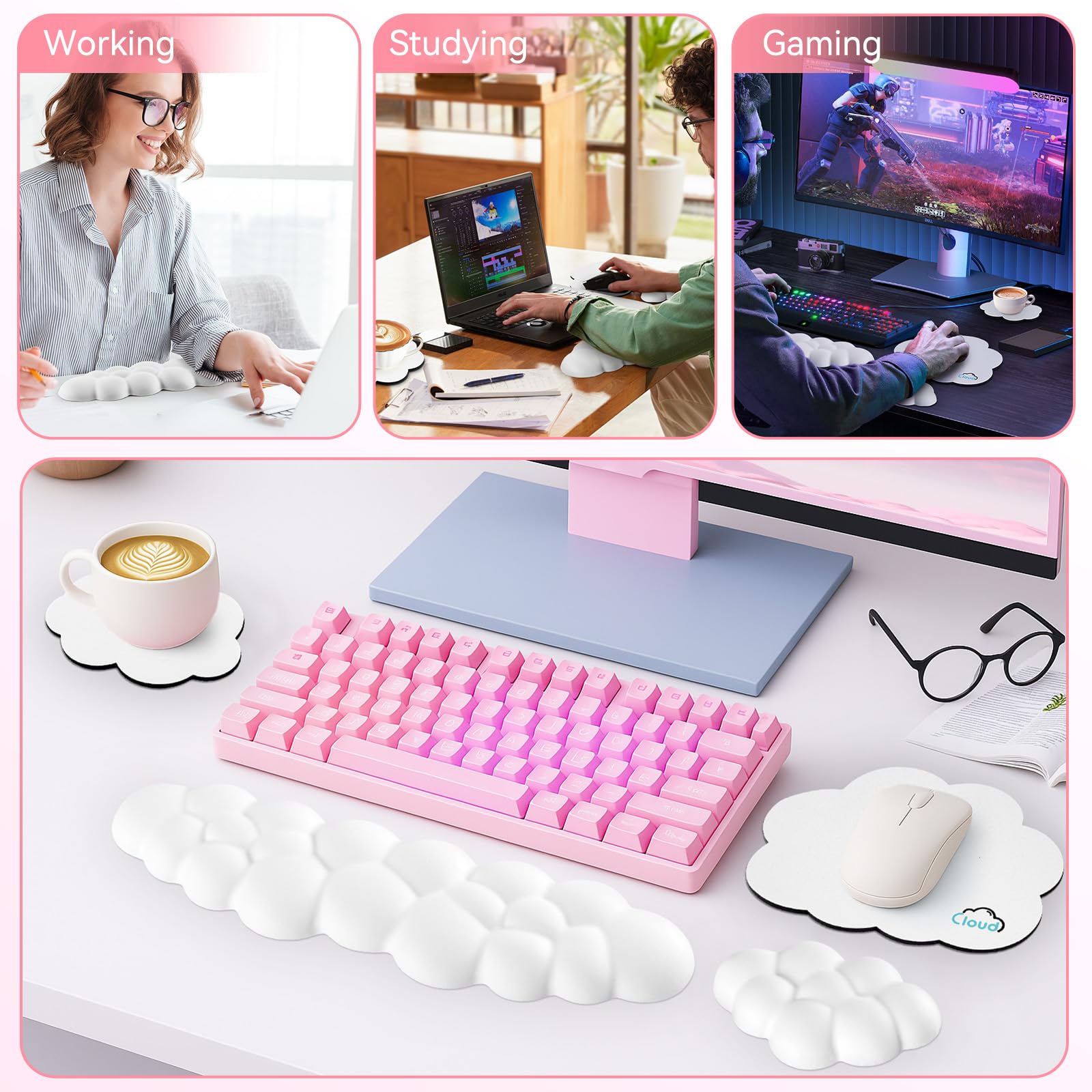 Sushret Repose-Poignet Nuage Clavier Et Souris, Mousse à