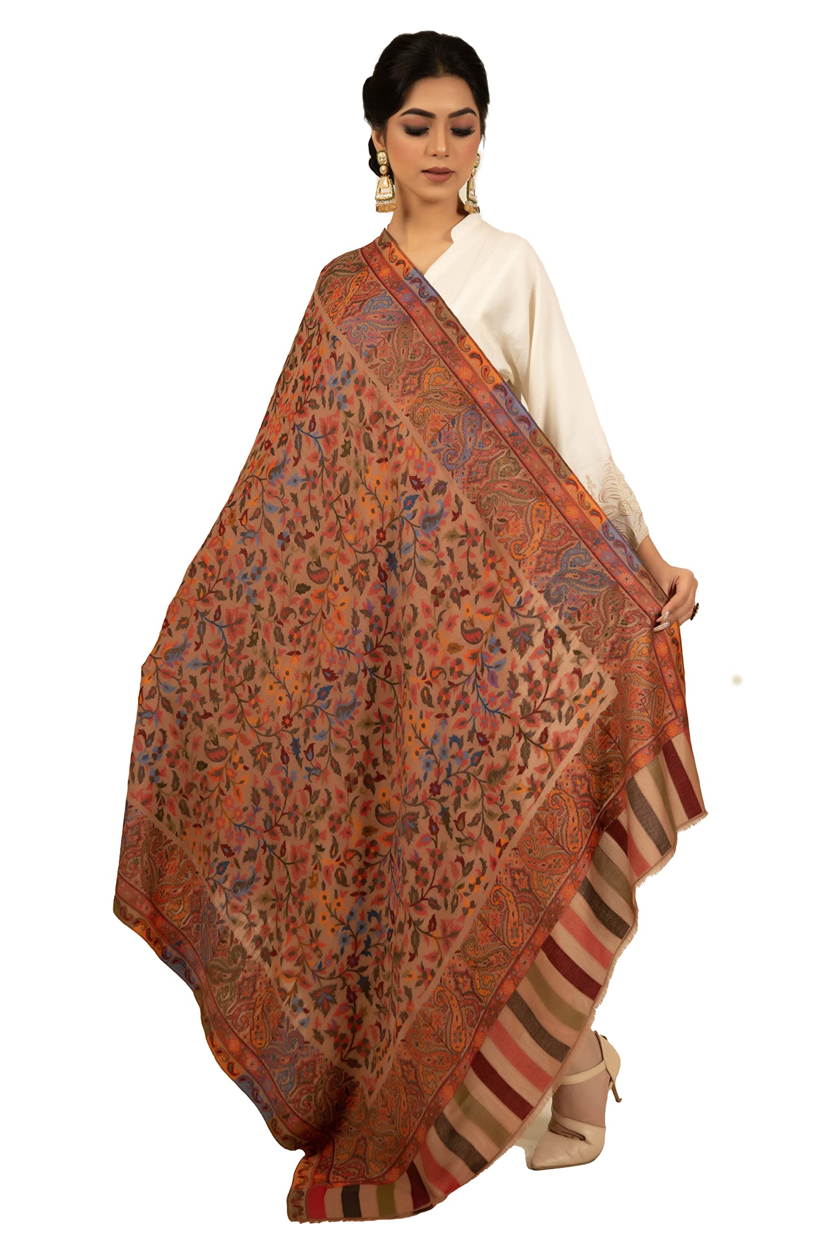 shal-é-pashm Womens' Fineness Kani Weave Kashmiri Woolen Shawl, Warm and soft, Faux Pashmina-picture-54