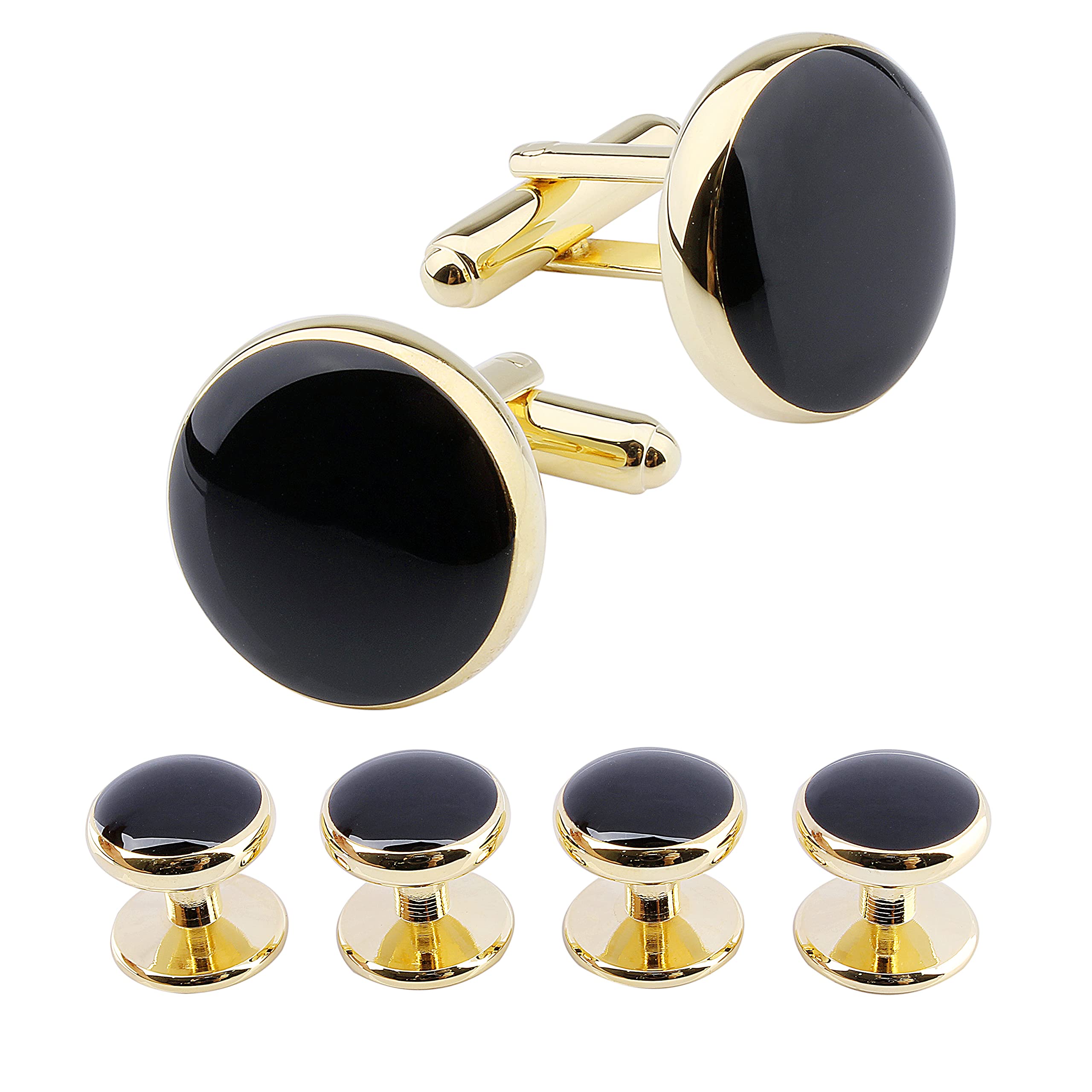 BowJoe Mens Tuxedo Shirt Cufflinks and Studs | Cufflink Set Rose gold & Blue Onyx (B096ZQQCTK) Amazon Price History, Amazon Price Tracker