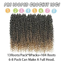 Col Bling Goddess Locs Crochet Hair 18 Inch 8 Packs Faux Locs Crochet Hair for Women Pre Looped River Locs Crochet with Curly Ends (18 Inch 8 Packs, T27)