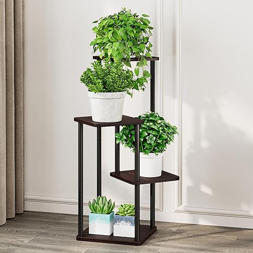 Miniatura 2 de AZERPIAN Soporte para plantas de 4 niveles para interiores, estante de flores de metal para múltiples plantas, soportes altos de flores para patio,