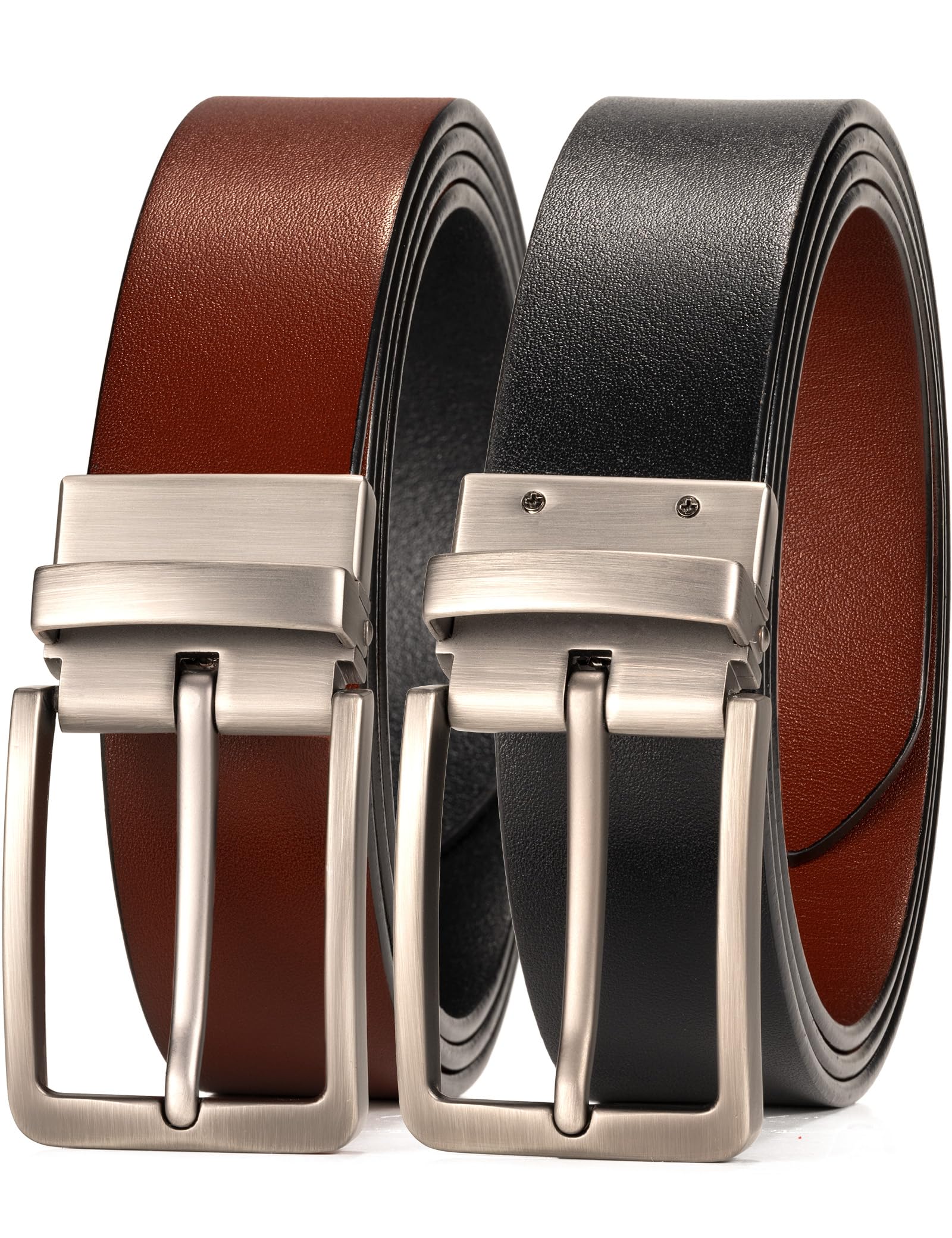 Two-in-One Reversible Leather Belt,100% Italian Full Grain Leather