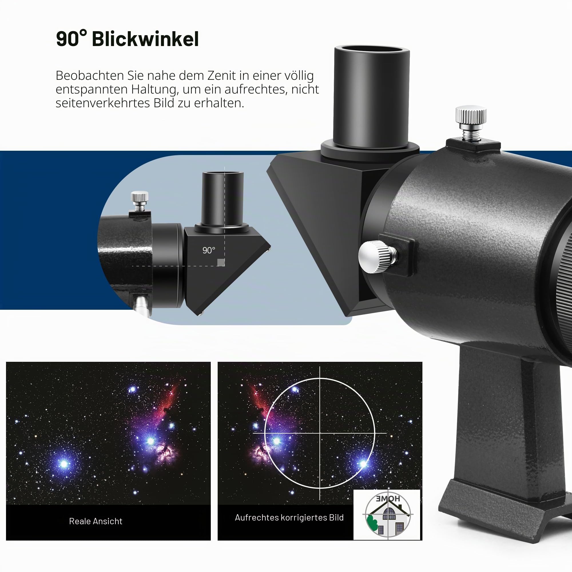 Astromania 9 x 50 abgewinkelter Sucherfernrohr, schwarz – Sie müssen Nicht mehr Ihren Hals in schwierigen Winkeln belasten, und sind auch der Lage, Gegenstände zu suchen, die so leicht Finden sind.