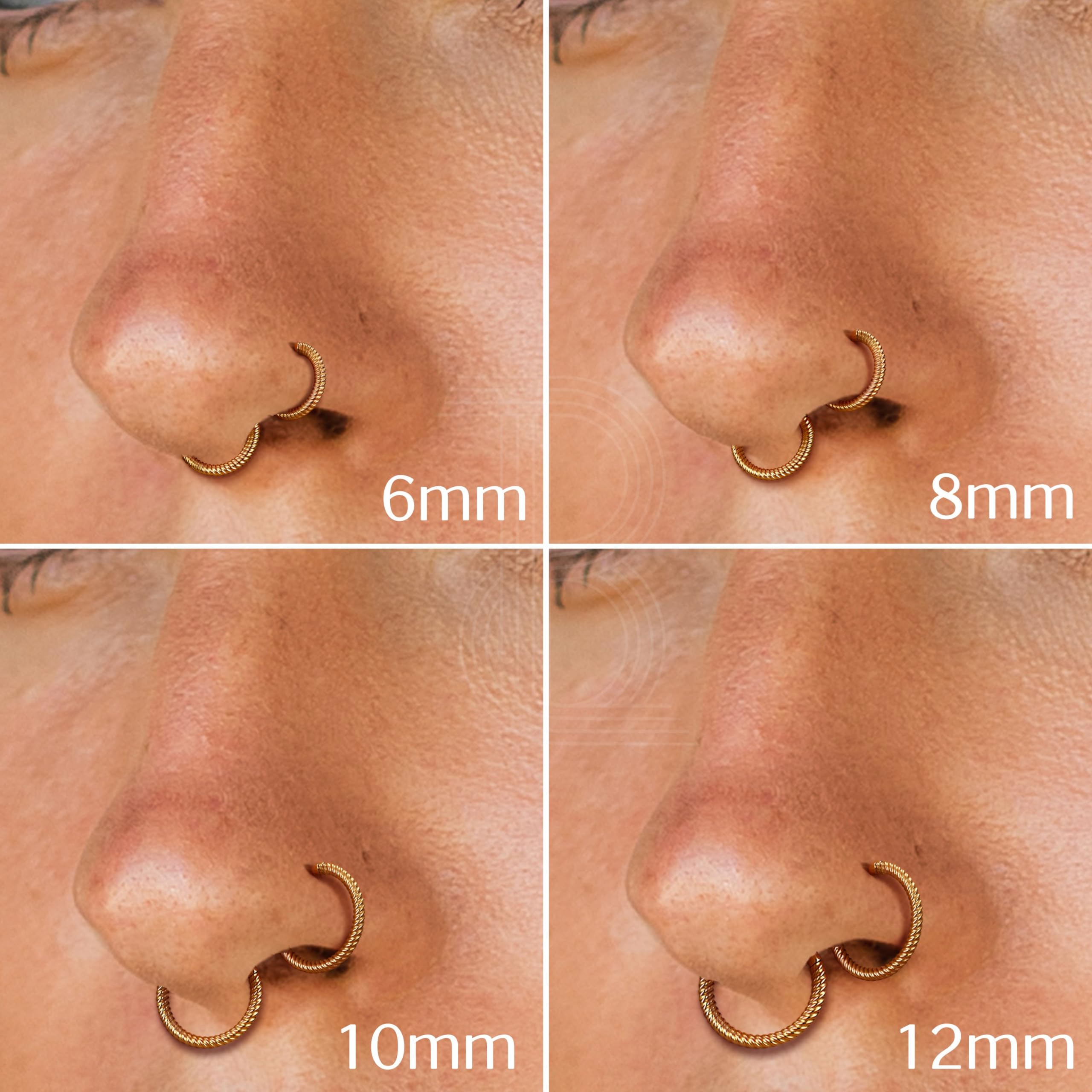 BodyBonita Articulés Piercing Nez Anneaux - 316L Acier Chirurgical Piercing Oreille Torsadées sans Couture Cartilage Septum Conque Tragus Tour Daith Hélix pour Femme Or/Noir/Argent 16G/18G