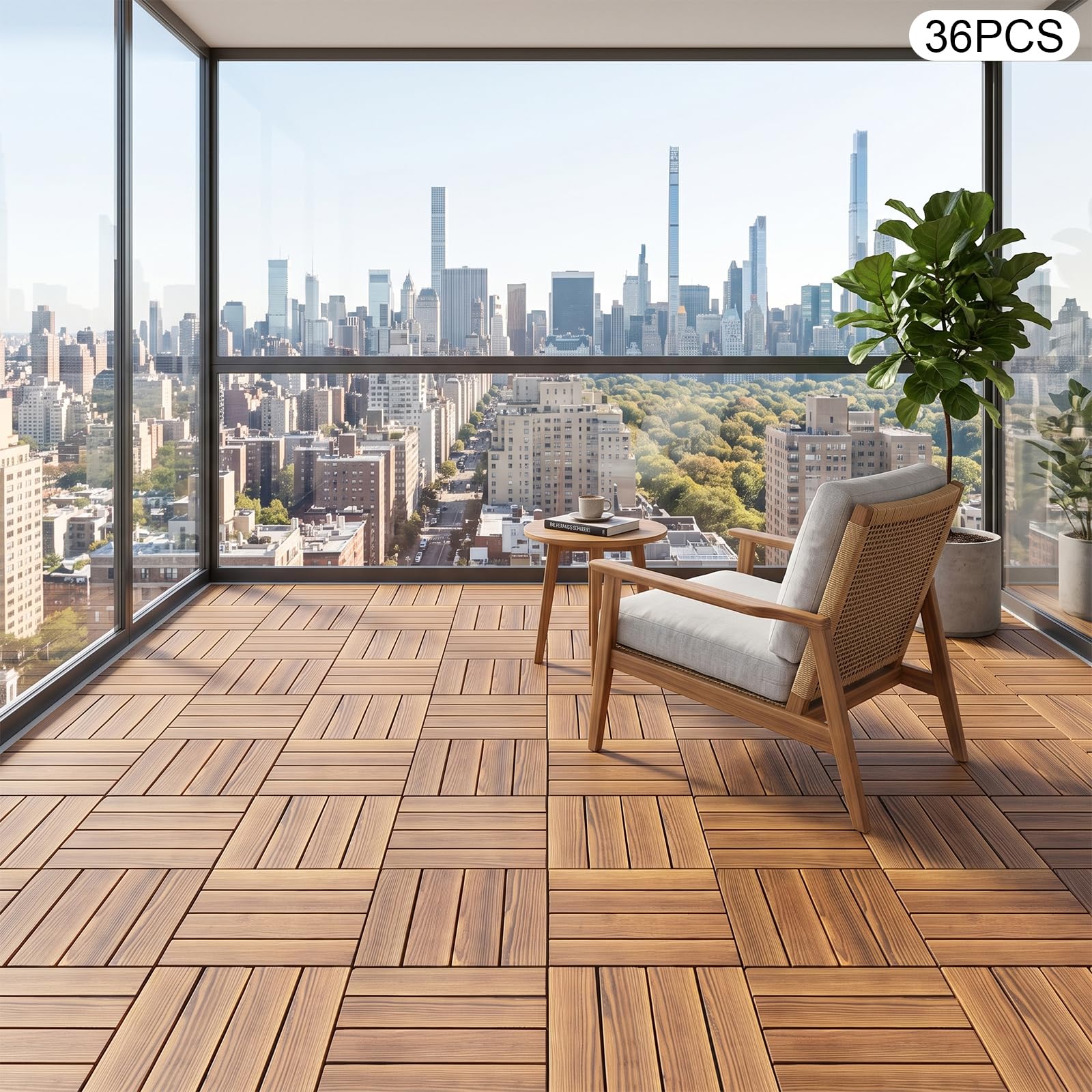 36 piastrelle per pavimenti in legno da 30,5 x 30,5 cm, per esterni
