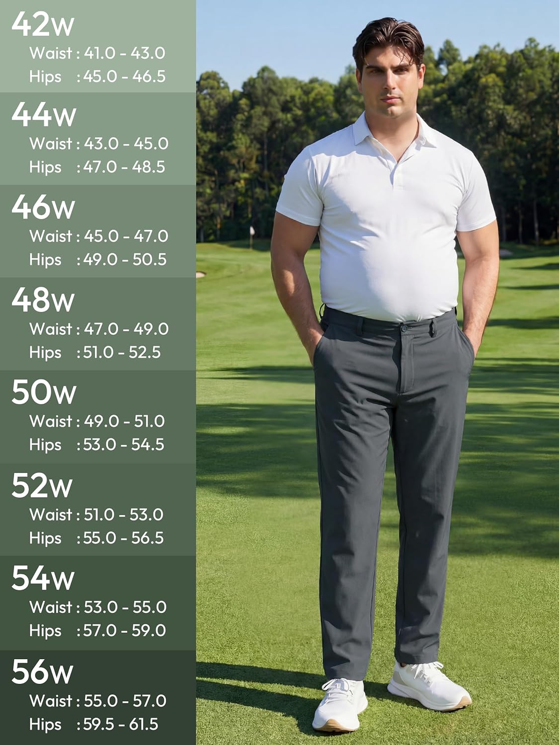 Big and Tall Mens Golf Pants 28/30/32 Inseam Stretch Work Dress Slacks Lightweight Casual Trousers with Pockets