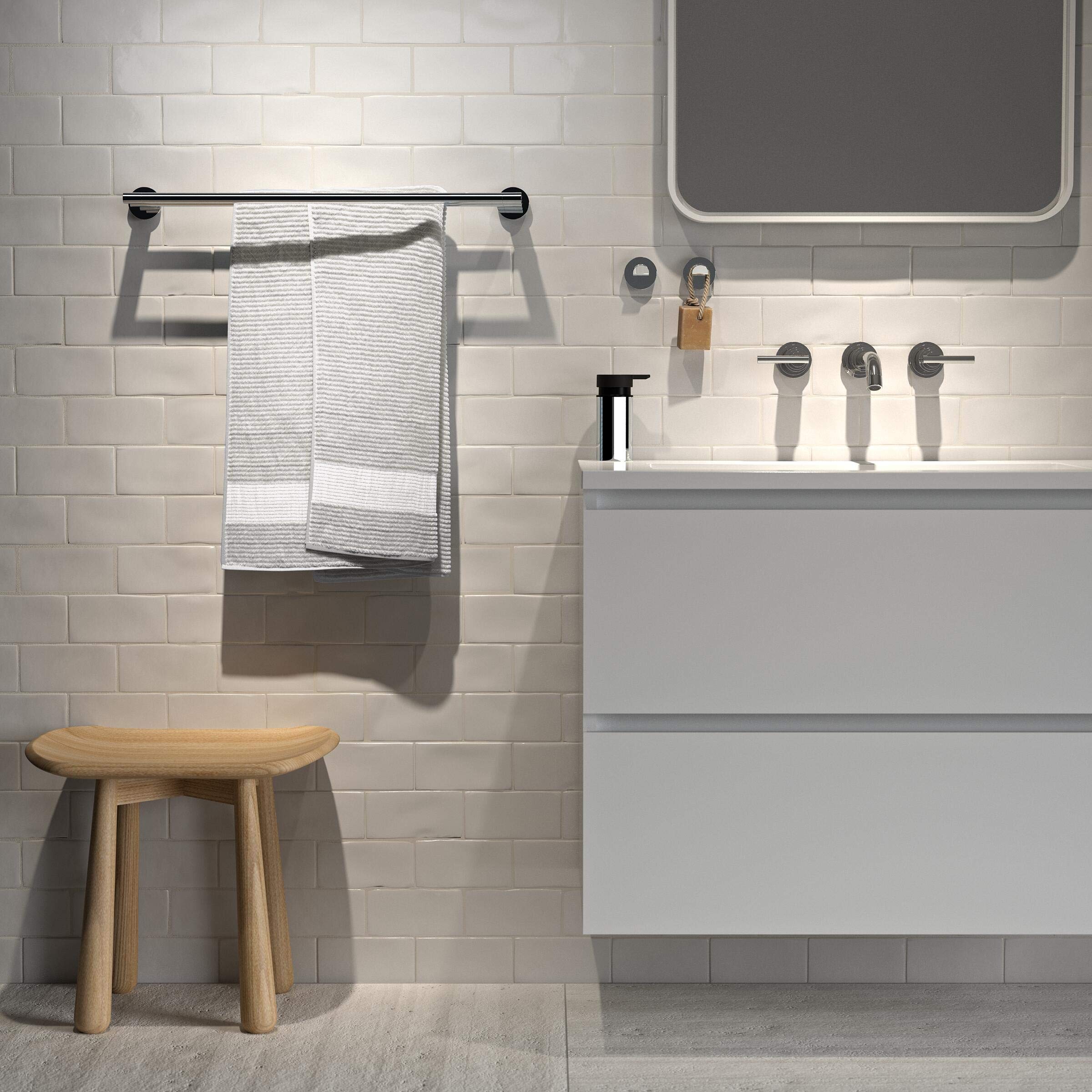 Tiger Dock Portarotolo Con Mensola In Acciaio Inox Spazzolato - 15x8.5x9.5 Cm - Design Premium Per Bagno - 6