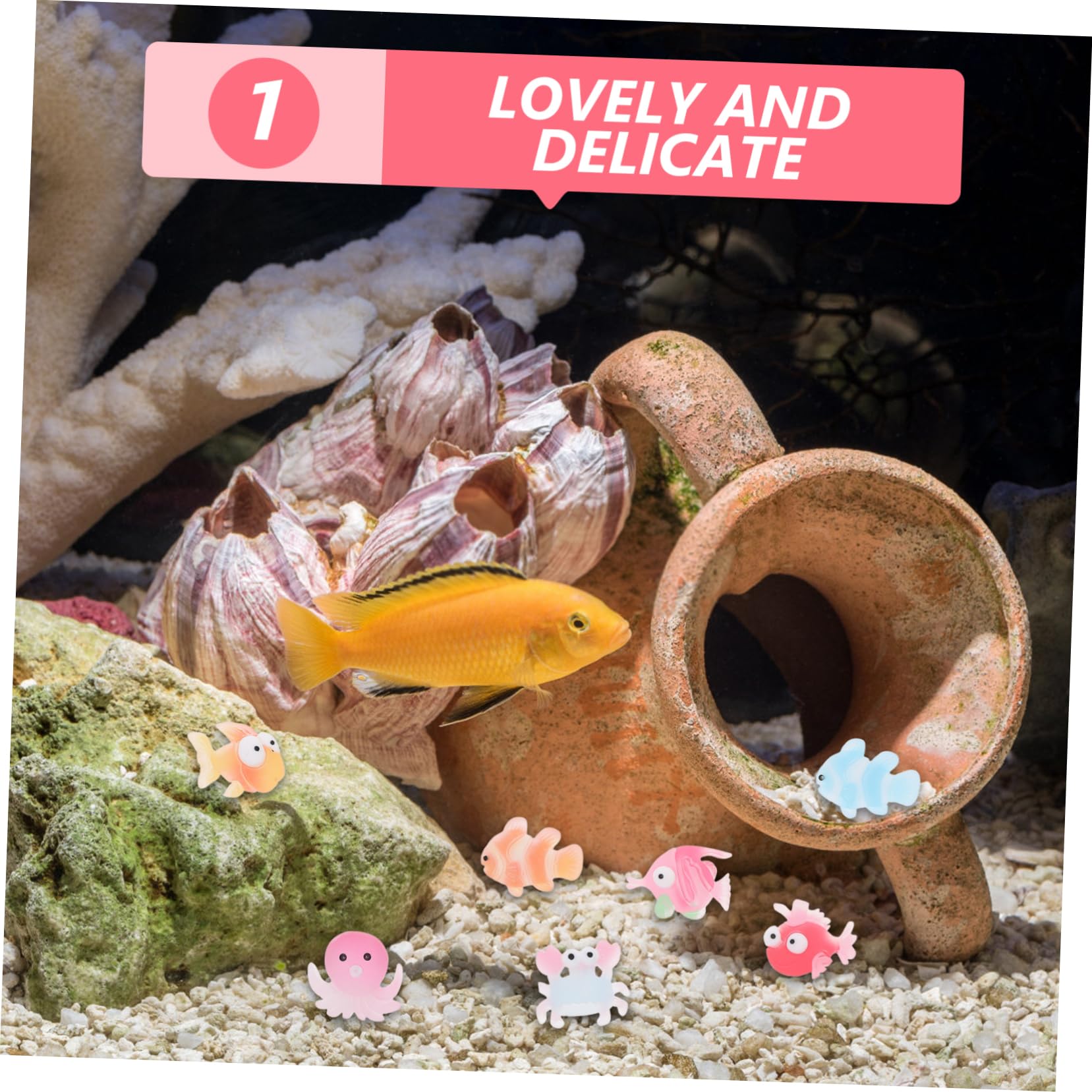 BESPORTBLE 200 Piezas Mini Muñeca Pecera Bajo La Figura De La Marina Adorno De Pescado Falso Figura De Animales Marinos Pecera Animal Estatua Modelo De Pescado Acuario Artificial Resina