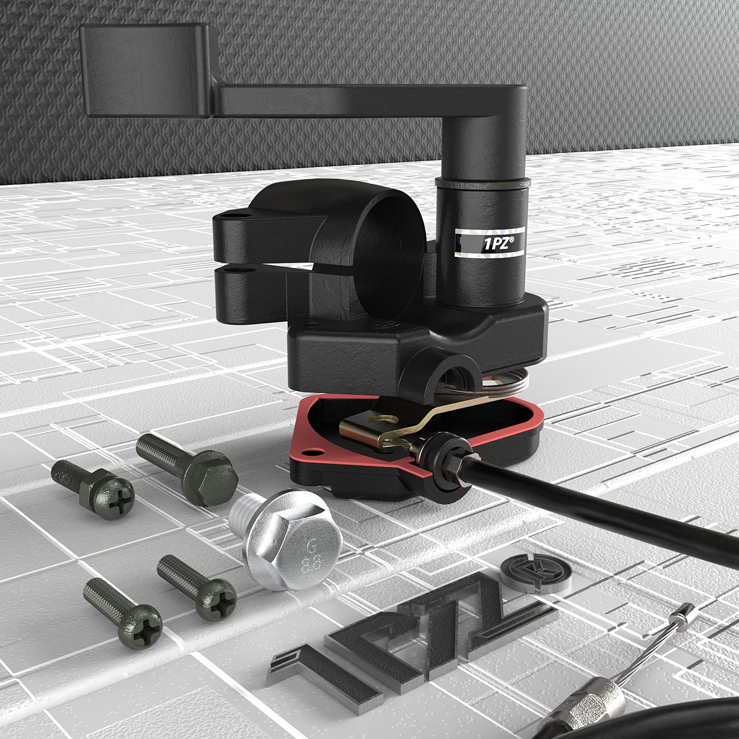 1PZ Maniglia Acceleratore con Cavo 7/8" 22mm per ATV Quad Go Kart 50-250cc | Compatibile con Taotao, Kazuma, Quad, Pit Bike, Mini Bike e Scooter, Impugnatura Acceleratore Rotativa