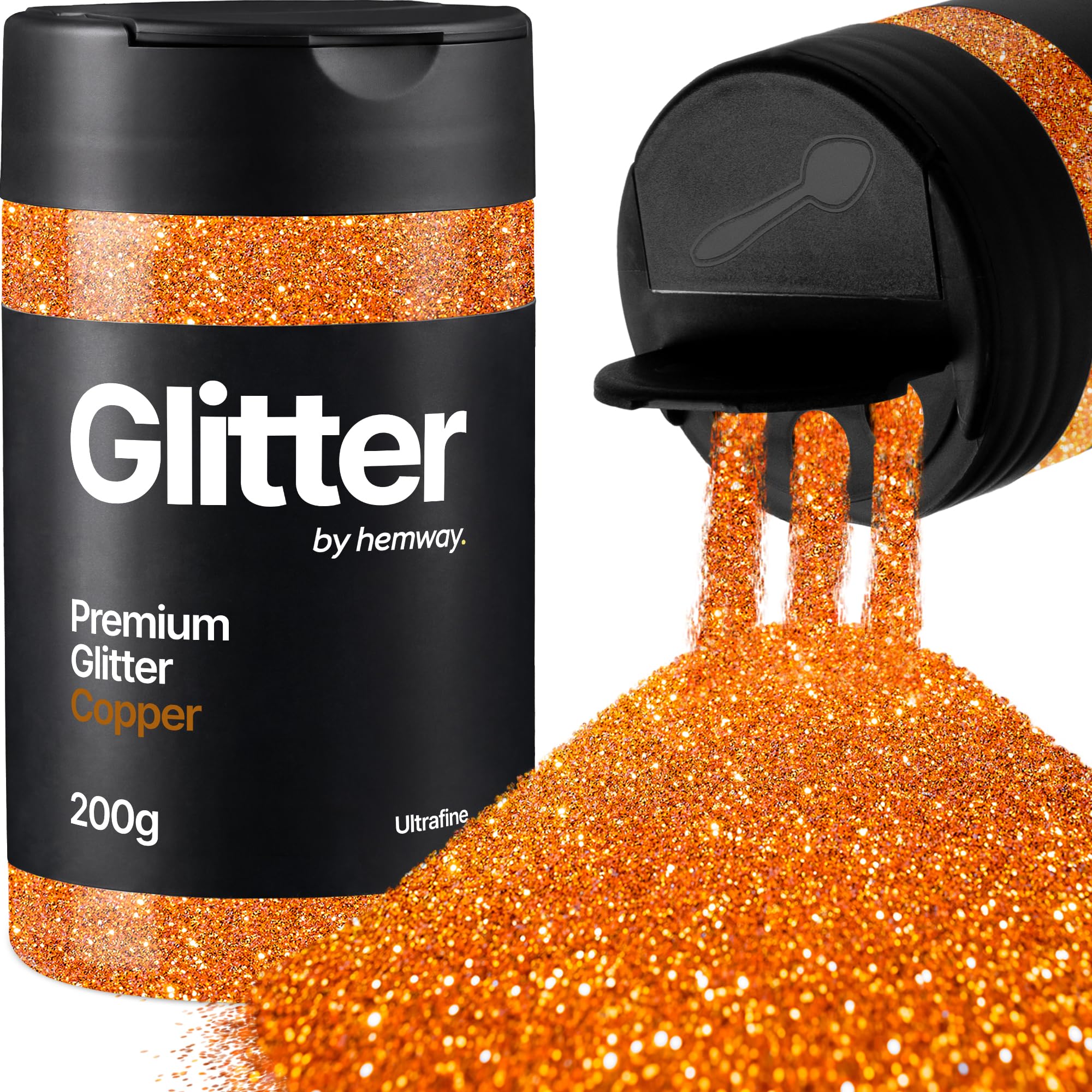 Hemway Copper Glitter Shaker, 200g Ultrafine Glitter for Crafts Metallic Flake Sequins for Resin & Epoxy Crafts for Decorating, Halloween, Christmas, Nail, Face, Art
