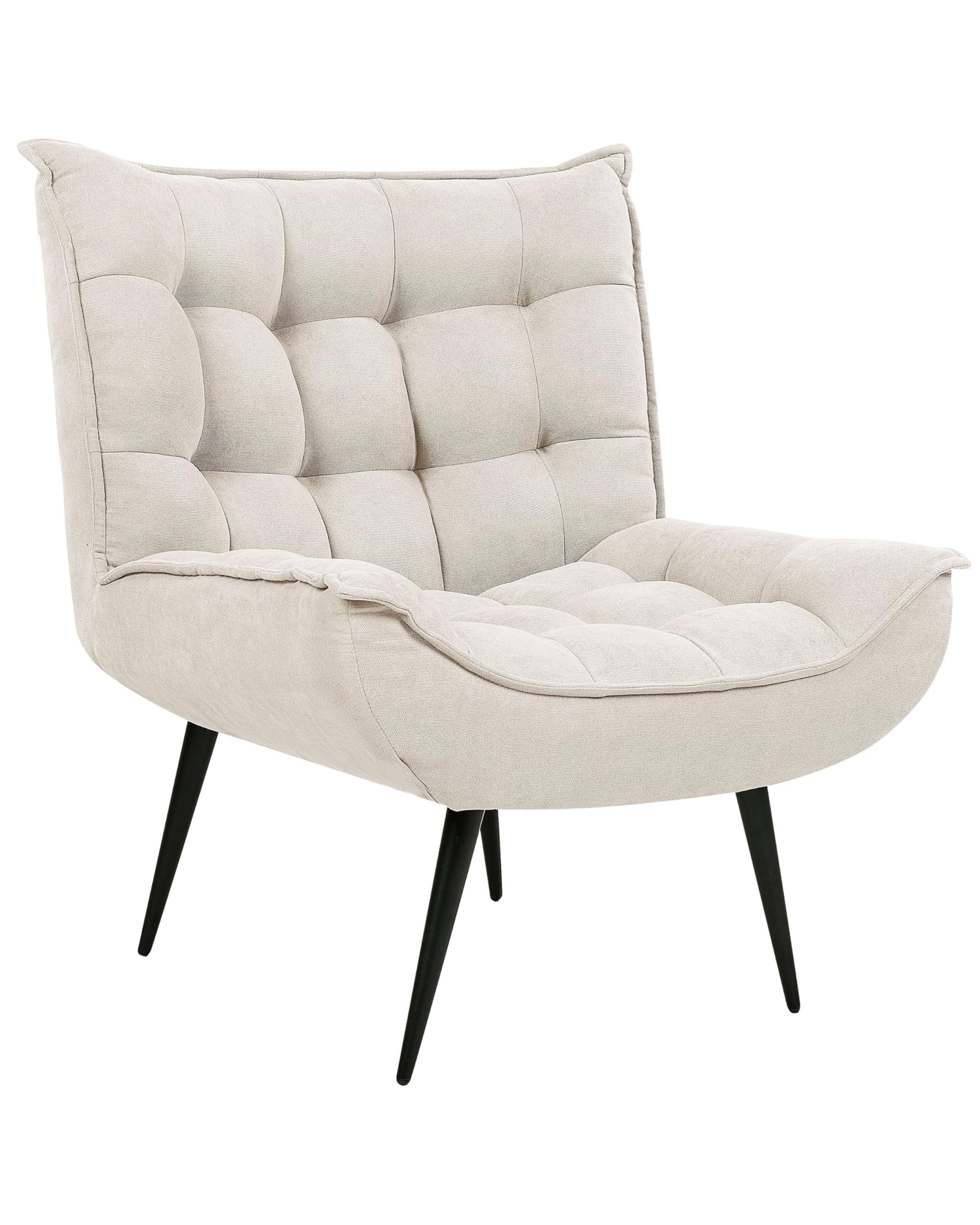 Beliani Sessel Stoff beige mit schwarzen Metallbeinen Dicker Polsterung Modern Alvesta