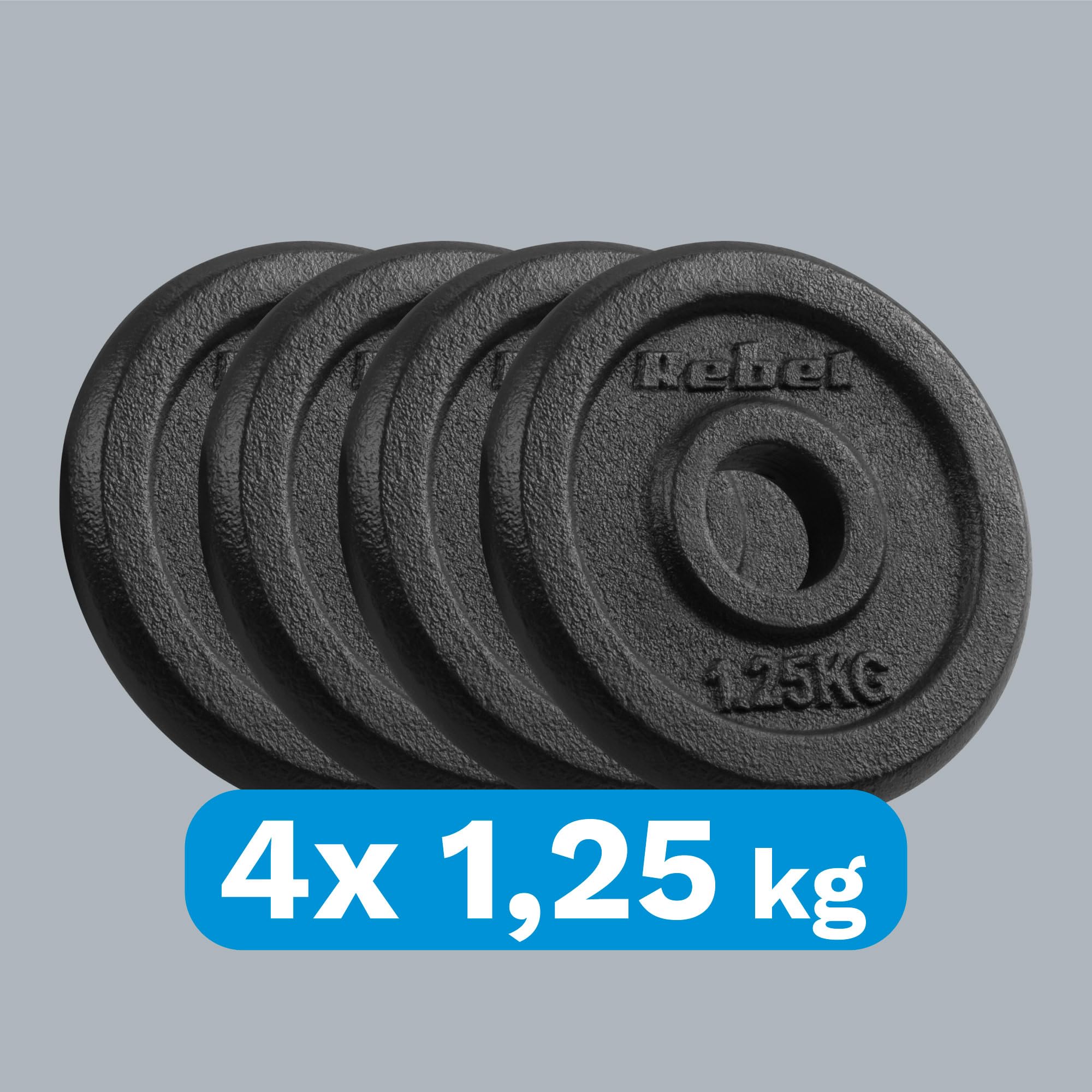 Rebelle Fonte Poids Set 4x1.25kg Trou 31mm Plaque Classique RBA-2126