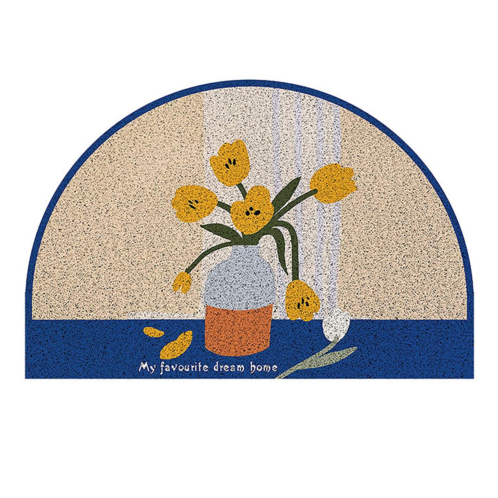 YEARLY Halbrunde Willkommensmatte,modernes grünes botanisches Blumenmuster Fußmatte Eingangsmatte Rutschfester Türteppich Eingangsmatte Wohnkultur (Color : A, Größe : 150 * 200cm)