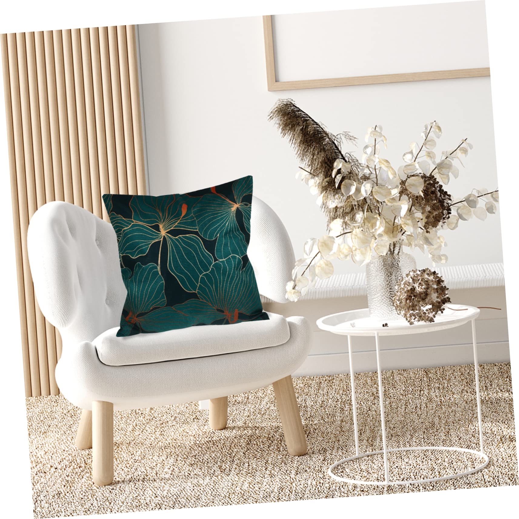 Cabilock Federe Cuscini Decorativi Foglia Verde in Lino 4 Pezzi | Divano e Auto, Coperture Comode, Stile Casual Chic, Formato Coordinato per Interni Salotto