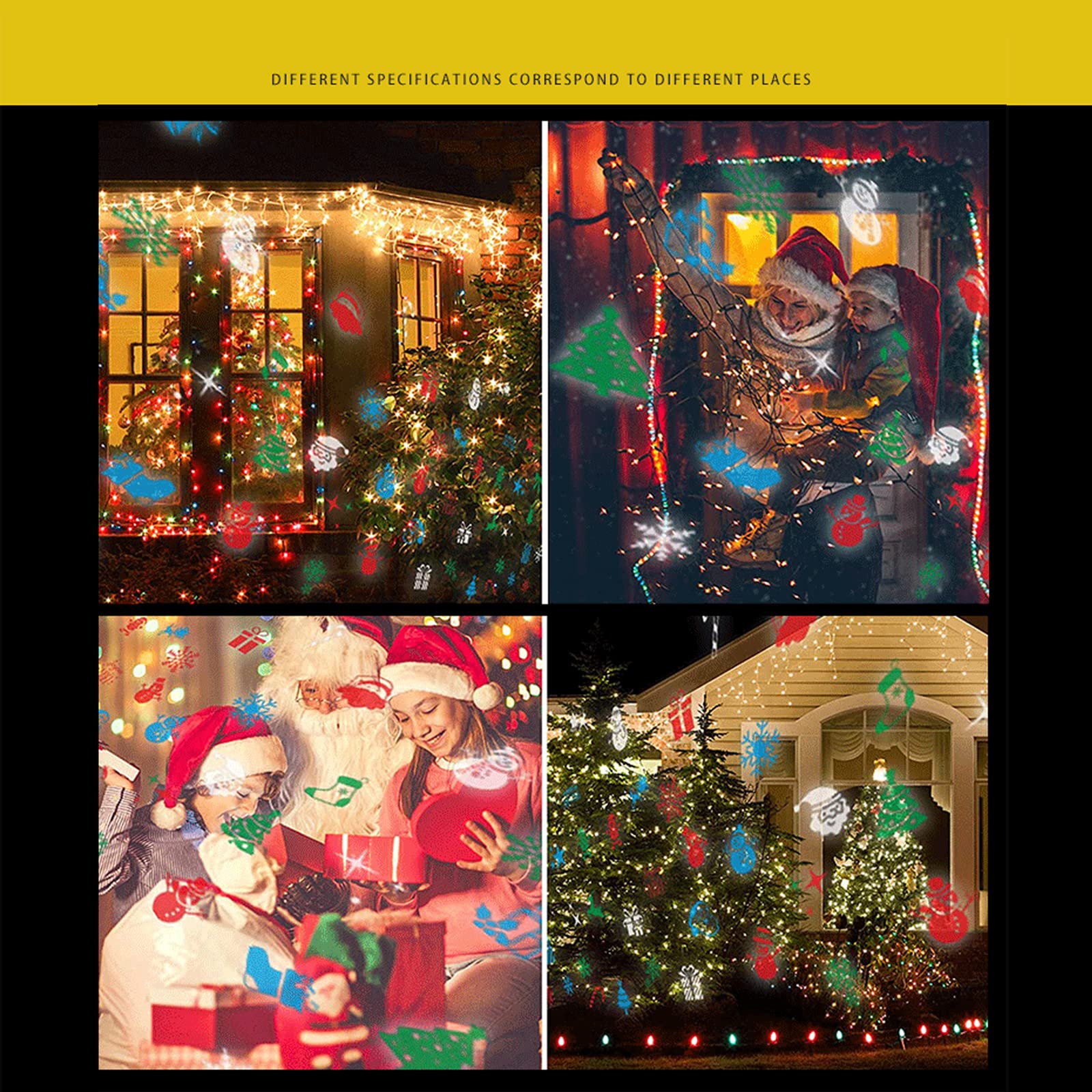Lumières de projecteur d'Halloween, 12 diapositives lumières de projecteur de Noël IP65 lumière de projection extérieure étanche pour les décorations de jardin de fête d'halloween de Noël (taille: rég