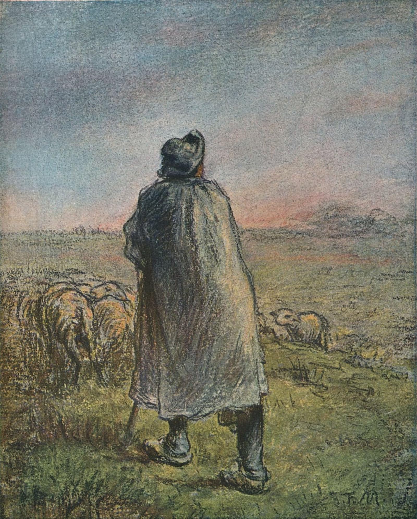 ARTXLXXBN Famous Art Print Poster Vintage Wall Art the Shepherd by Jean Francois Millets Canvas Art Poster for Home Decor 60x90cm