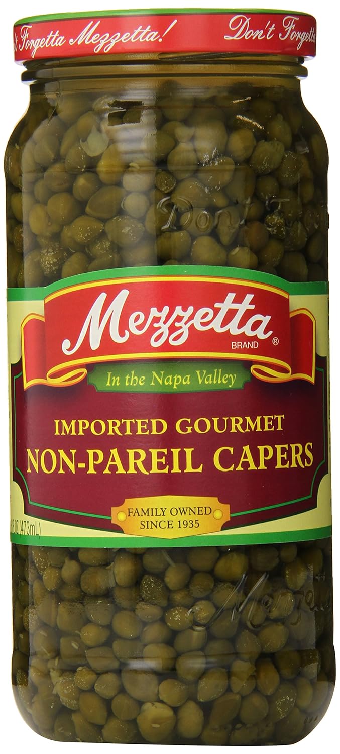 Mezzetta Non-Pareil Capers, 16 Ounce Jar - Premium Small Capers, Low Calorie, Low Fat for Salads & Seafood
