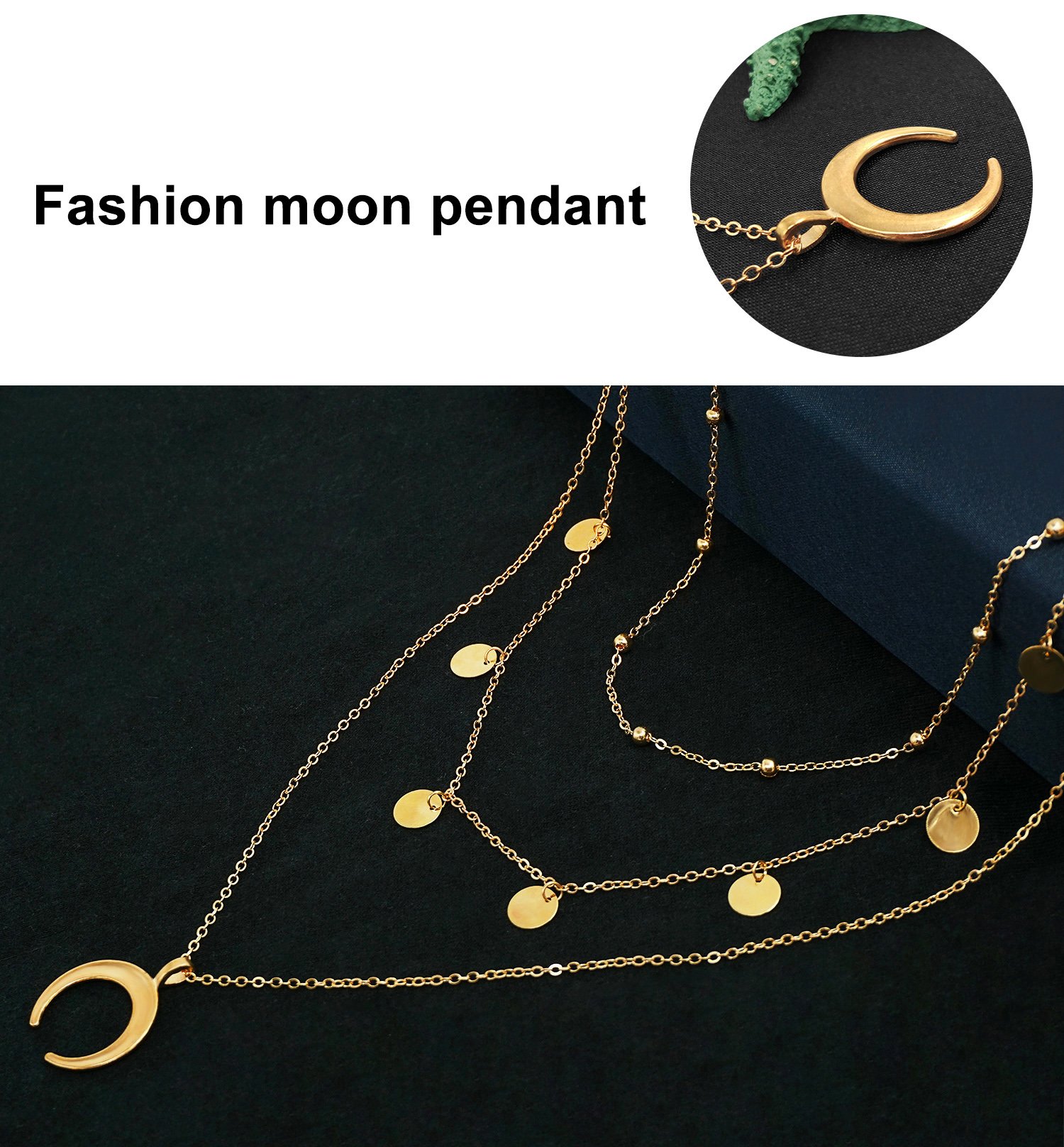 stratificata Catena Choker Collana Luna Strass Ciondolo Catena Gioielli per Ragazze Donne