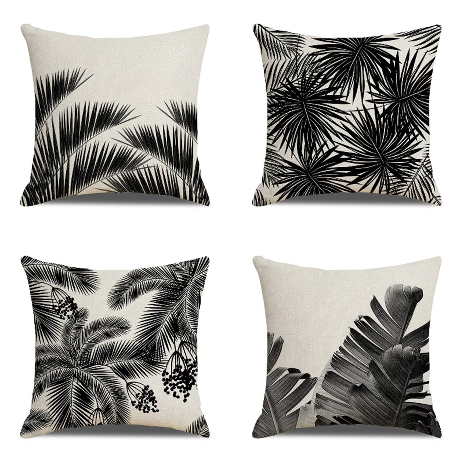 Federe Cuscini Divano 75x75 cm Set di 4 nero Cuscini per Divano Bianco Cuscini da Esterno in Lino Piazza Piazza Cuscini Decorativi Federe Confezione per Divano Soggiorno Ufficio Auto Regali Home Decor