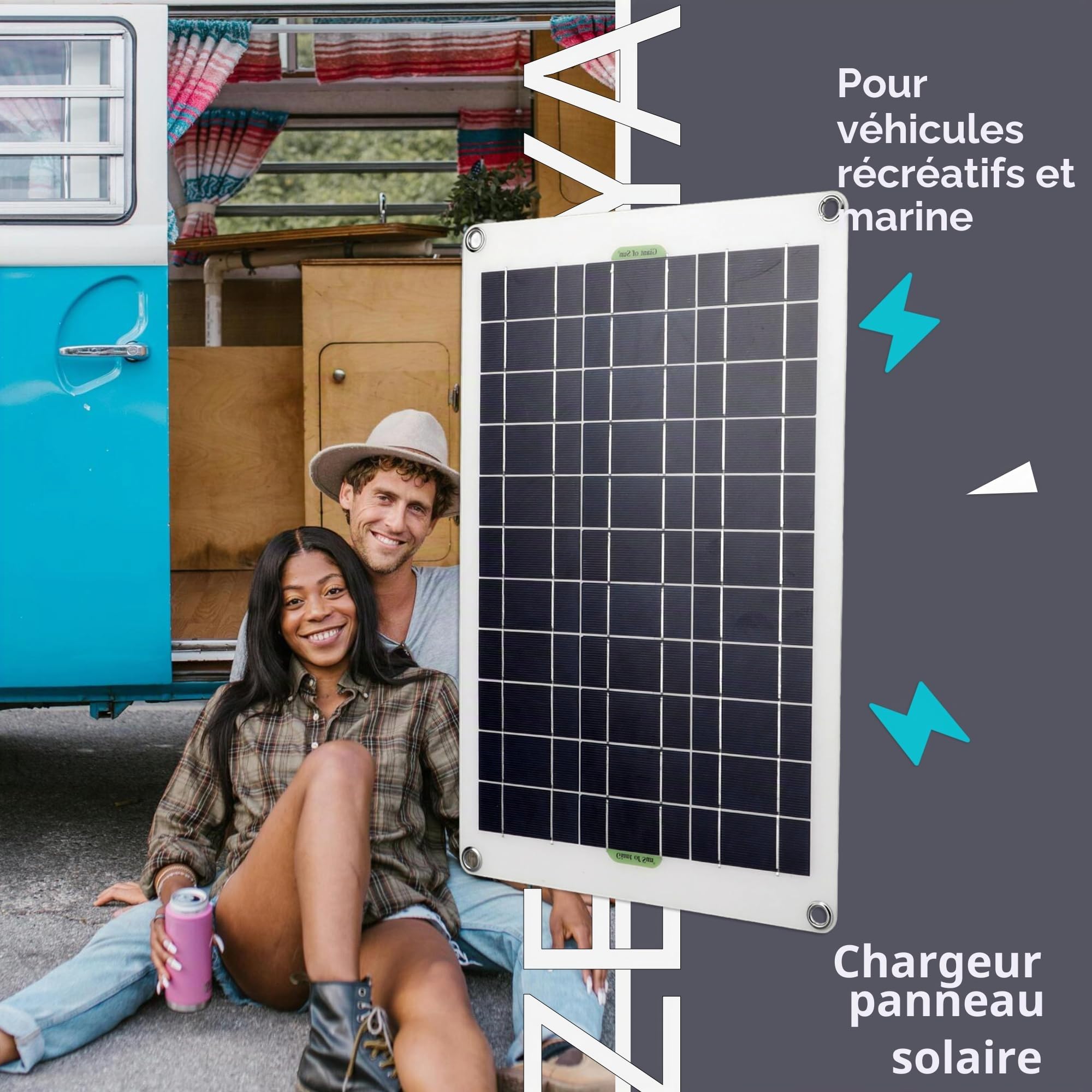 Kit de panneau solaire 50 W 12 V, chargeur de batterie solaire en silicone monocristallin 30 A pour camping-car, bateau, moto