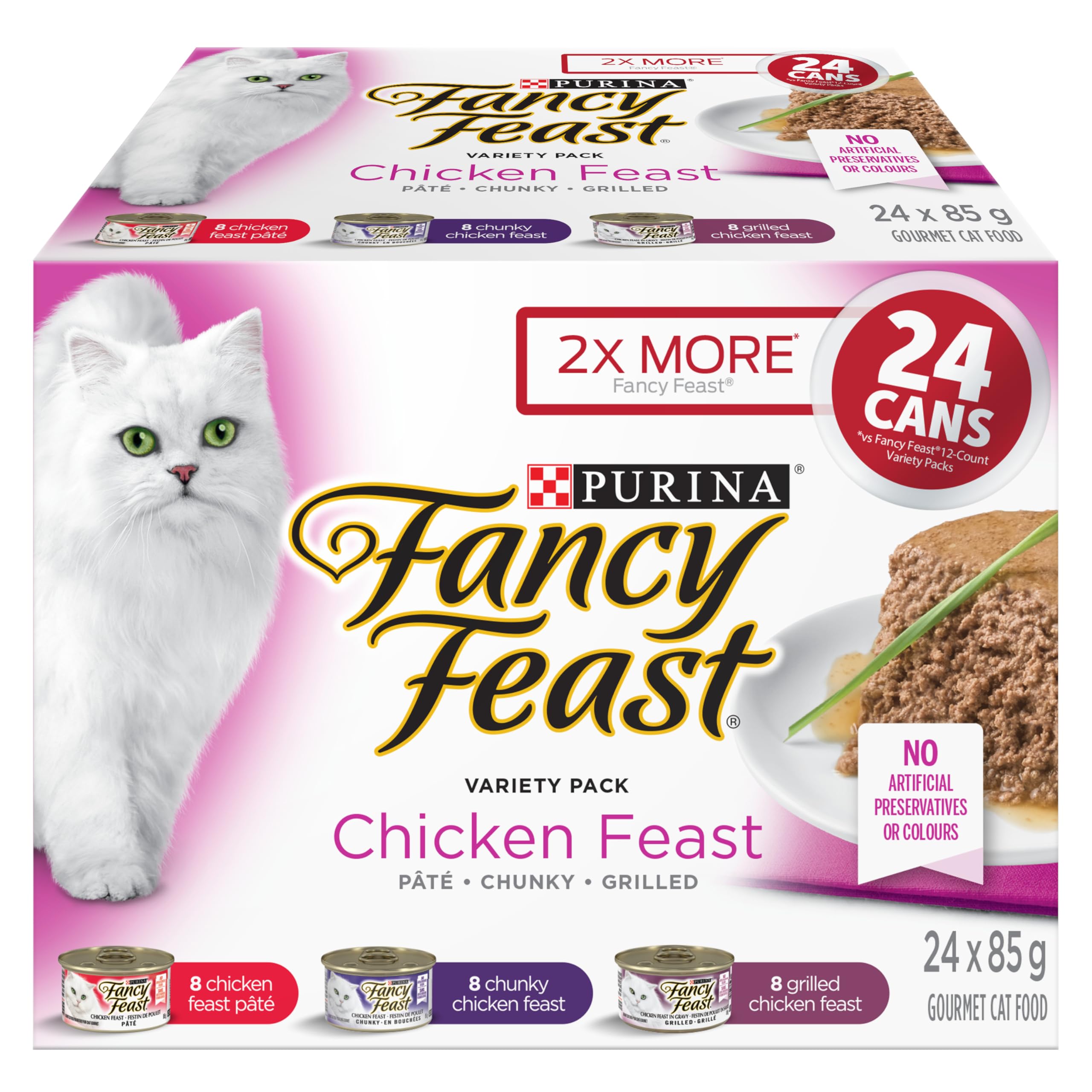 Fancy Feast Wet Cat Food, Chicken Feast Variety Pack 3 Flavours - 85 g (24 Pack) image 6