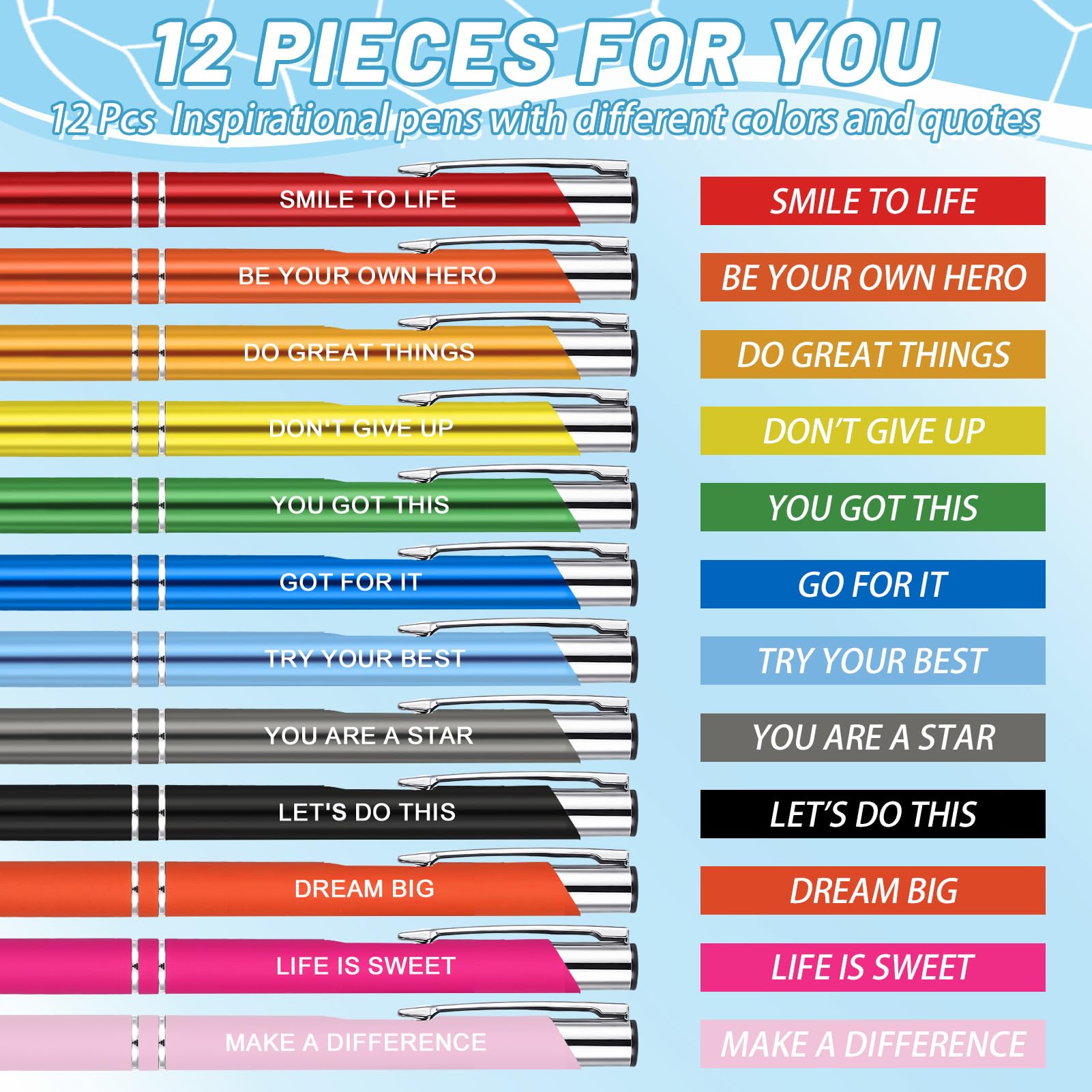 ViEinkaufen 12 Pcs Inspirational Ballpoint Pen - Image 3