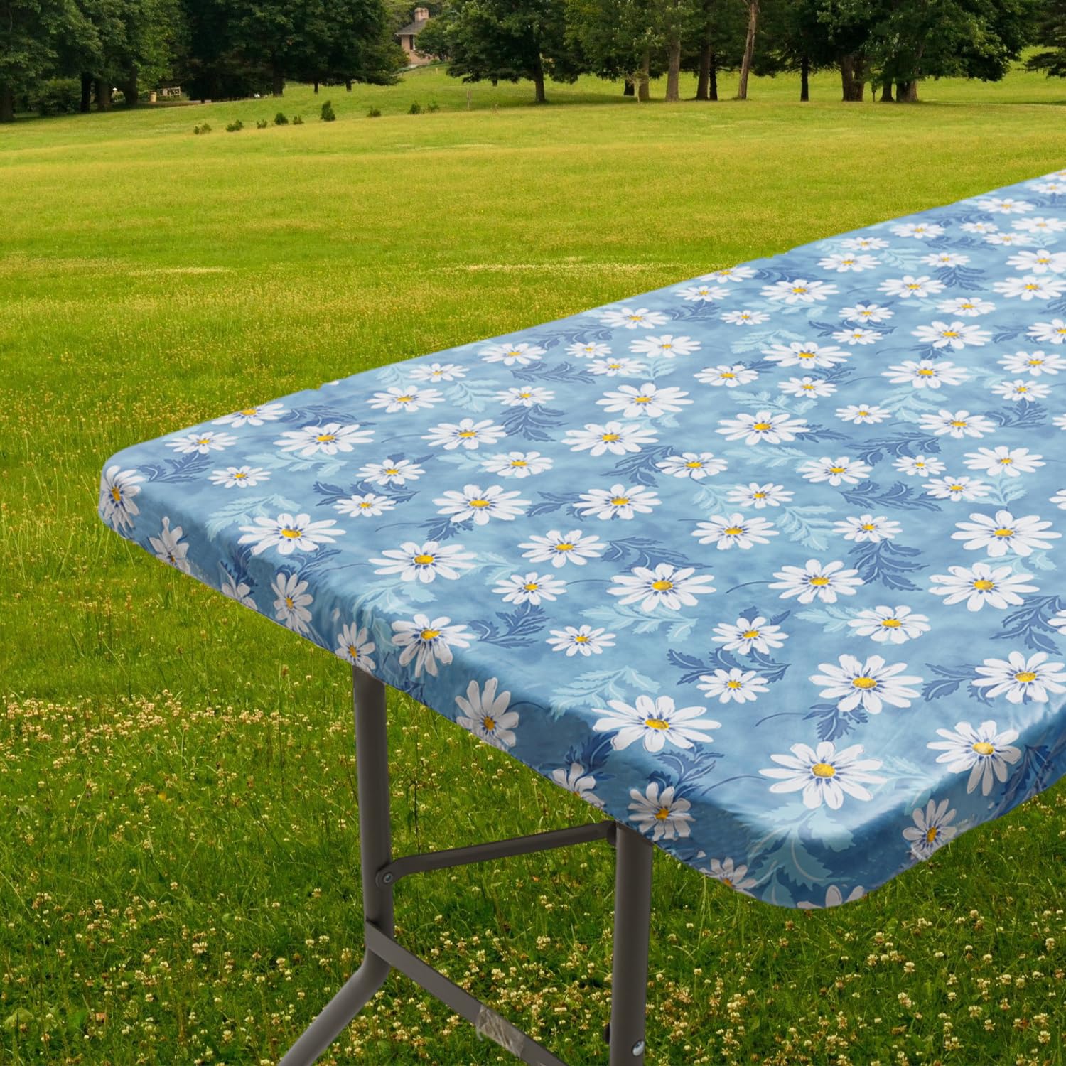 Amazon.com: 6ft Picnic Table Cover Rectangle, Vinyl Fitted Tablecloth ...