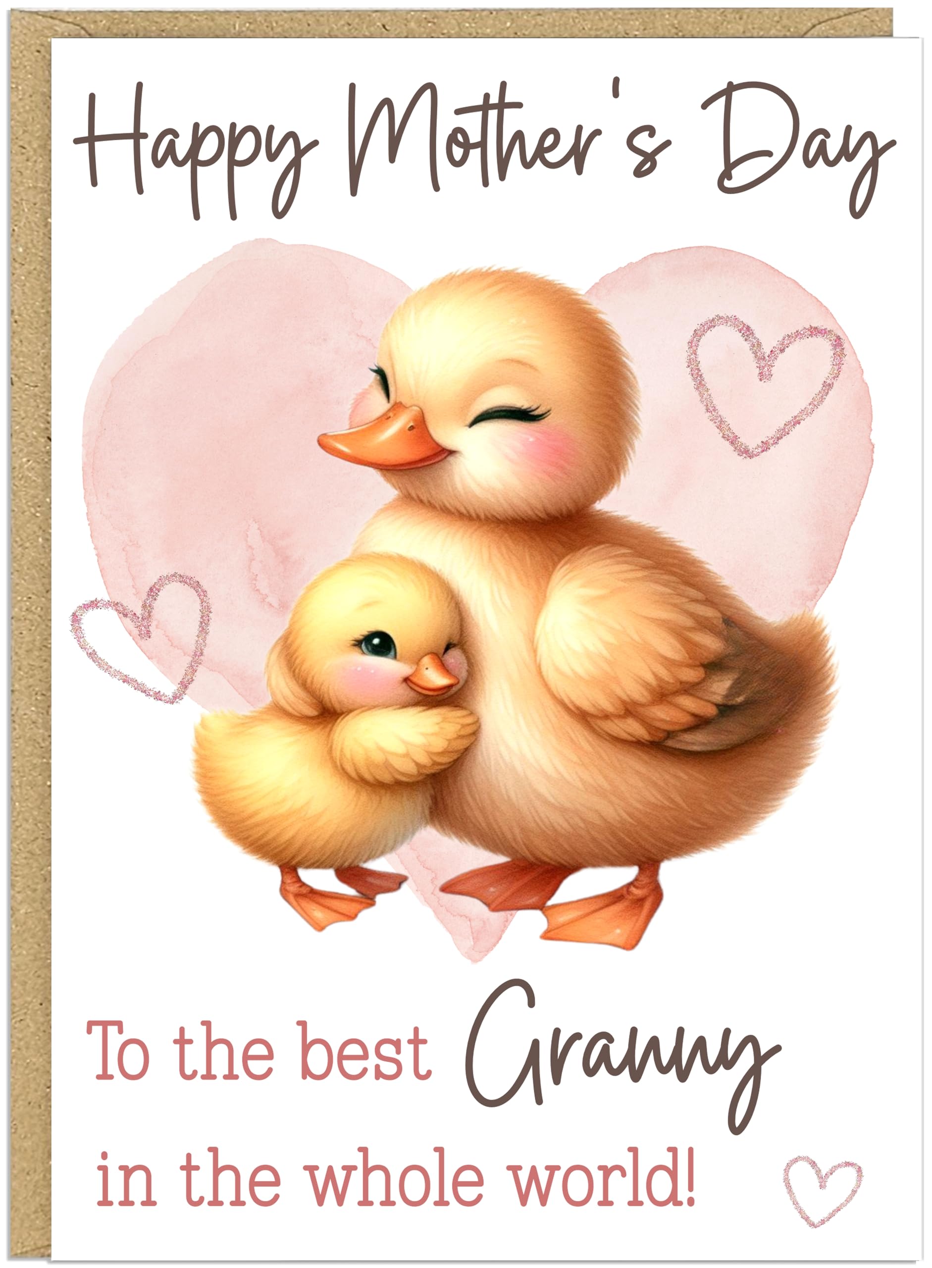 Personalised Happy Mother's Day Greeting Cards Custom Own Name For Mummy Mum Grandma Nanny Nan Best in World Cute Heart Animal Designs in A5 (Ducks)