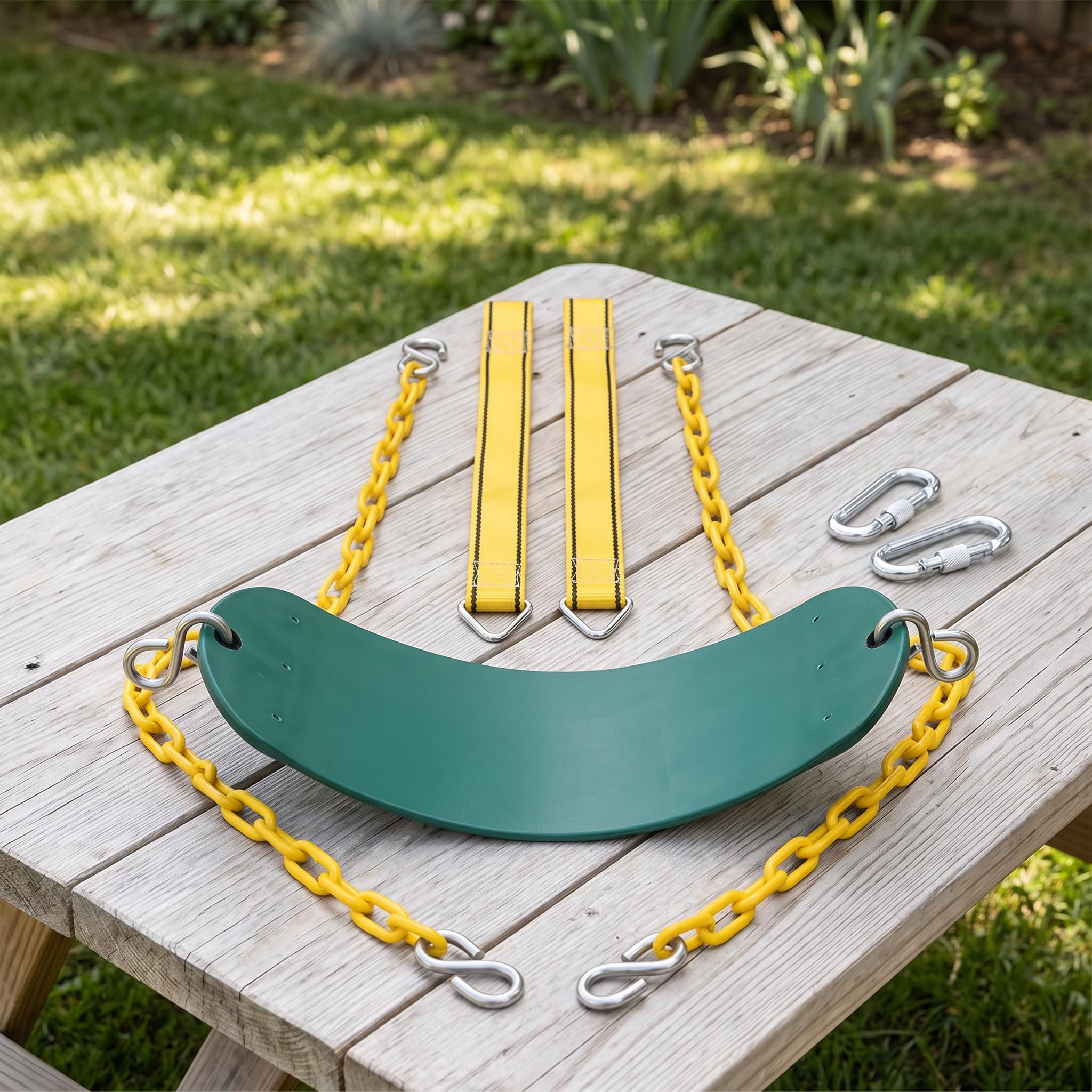 perfk Columpio Infantil Asiento Niño Hamaca Estructura Resistente y Estable Soporta 300kg Acabado EVA Metal Poliéster Colocación Rápida en Barra Única, Azul
