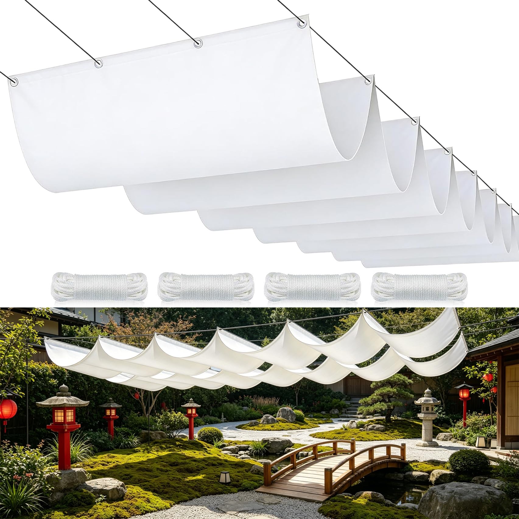 Voile ombrage rétractable haut de gamme résistant blanc 420cm