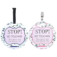 Vista 13 de Three Little Tots Paquete de dos señales de asiento de coche y cochecito de bebé en blanco y negro sin tocar - Seguridad probada por CPSIA