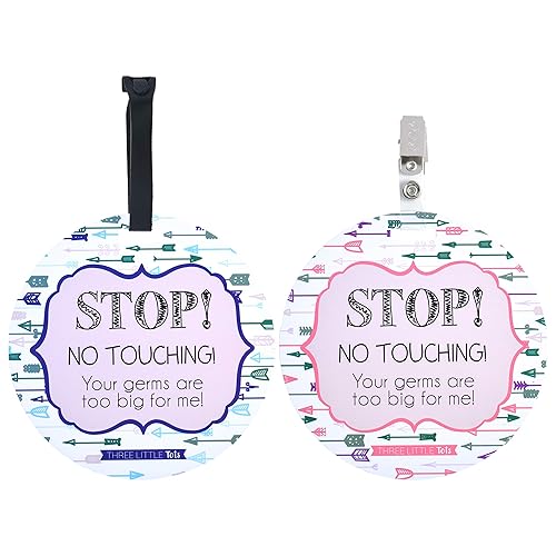 Vista 12 de Paquete de dos asientos de automóvil y cochecito de bebé sin tocar (Three Little Tots) sin tocar - Señal de seguridad para bebé sin tocar