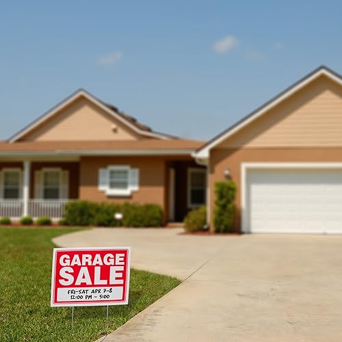 Miniatura 3 de Ram-Pro - Cartel de venta de garaje rojo para patio, etiquetas de plástico de 9 x 12 pulgadas para invierno, Navidad, eventos de venta de vacaciones